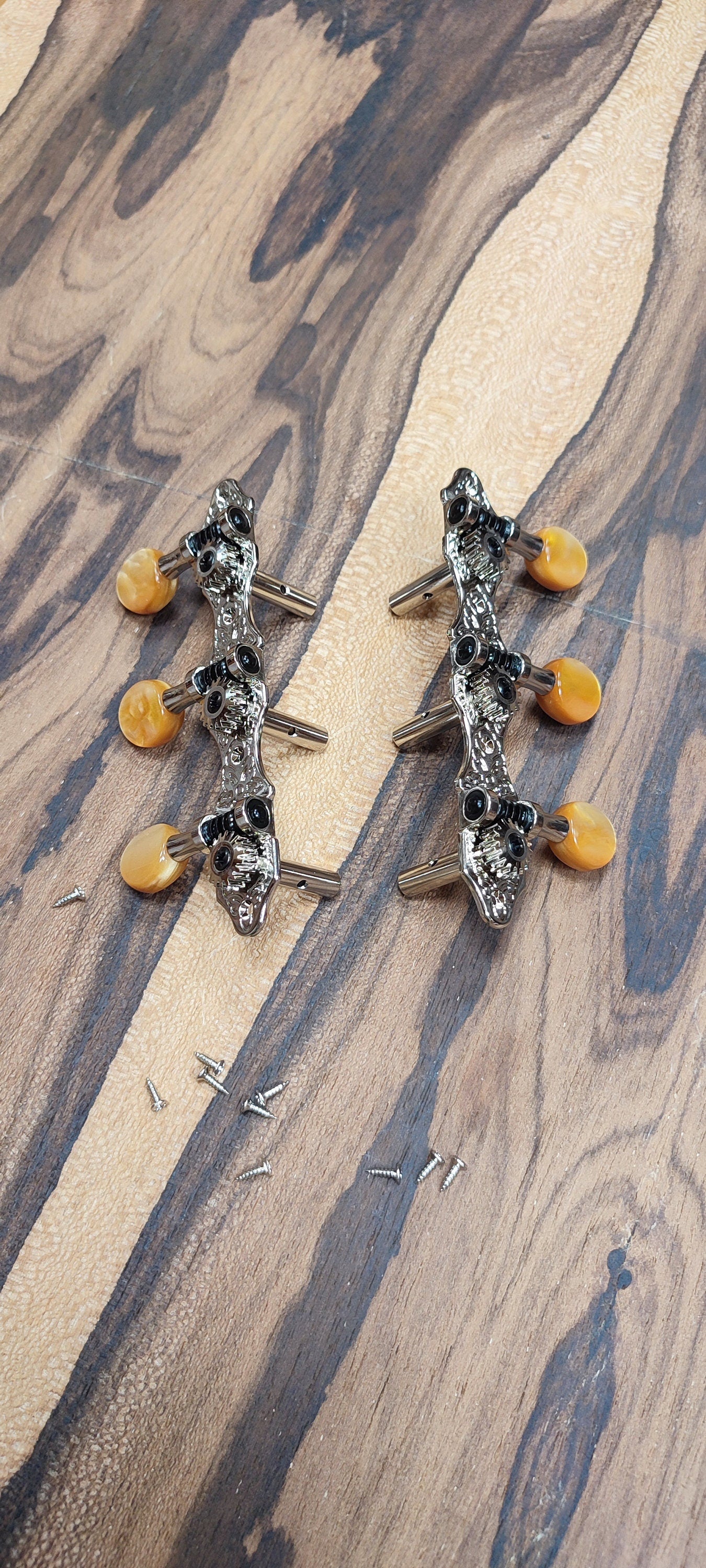 6string Bouzouki machine heads ~ Grover style Professional 6string Bouzouki tuners ~ Slotted Headstock ~ Nickel Colour & Brown Pearl Button