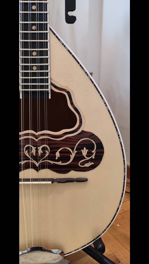 Premium Handmade 8-String Bouzouki with Greek Traditional Vines Mid-Top Decorations