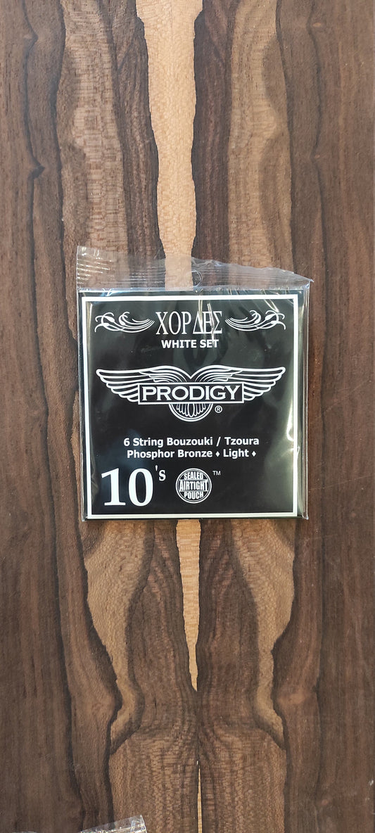 6string Bouzouki / Tzoura Set of Strings ~ Prodigy WHITE Set ~ 0,10 Set Phosphor Bronze Wounded