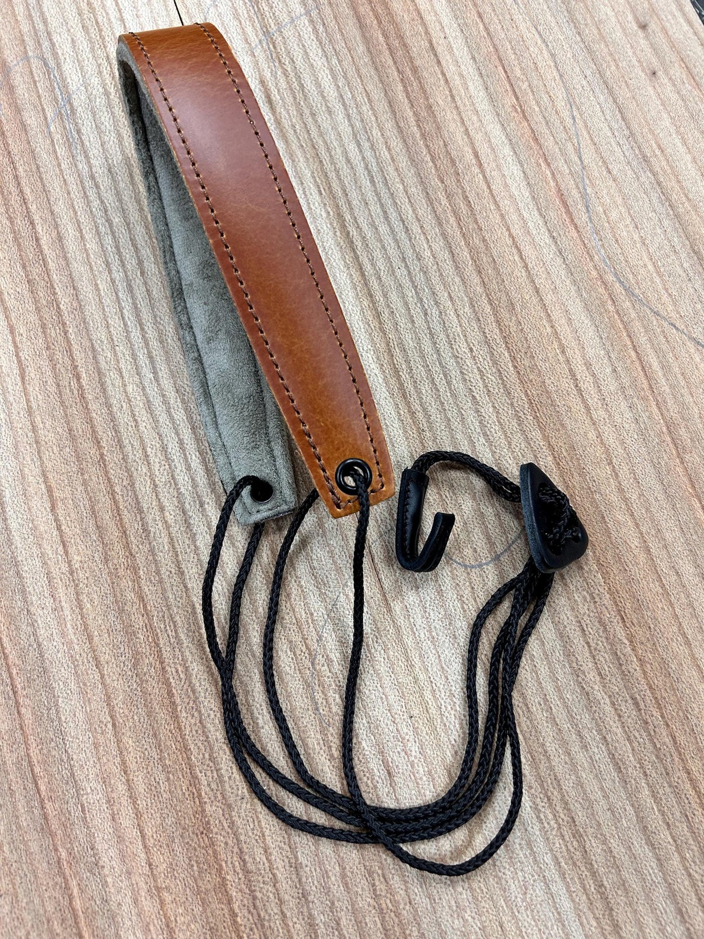 Adjustable Padded Leather Bouzouki Strap with Soundhole Hook