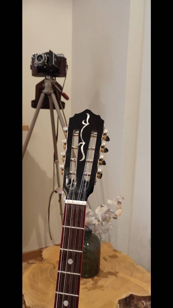 Premium Handmade 8-String Bouzouki - Greek Traditional Popular Instrument with Full Top Decorations and Cellulose Vines