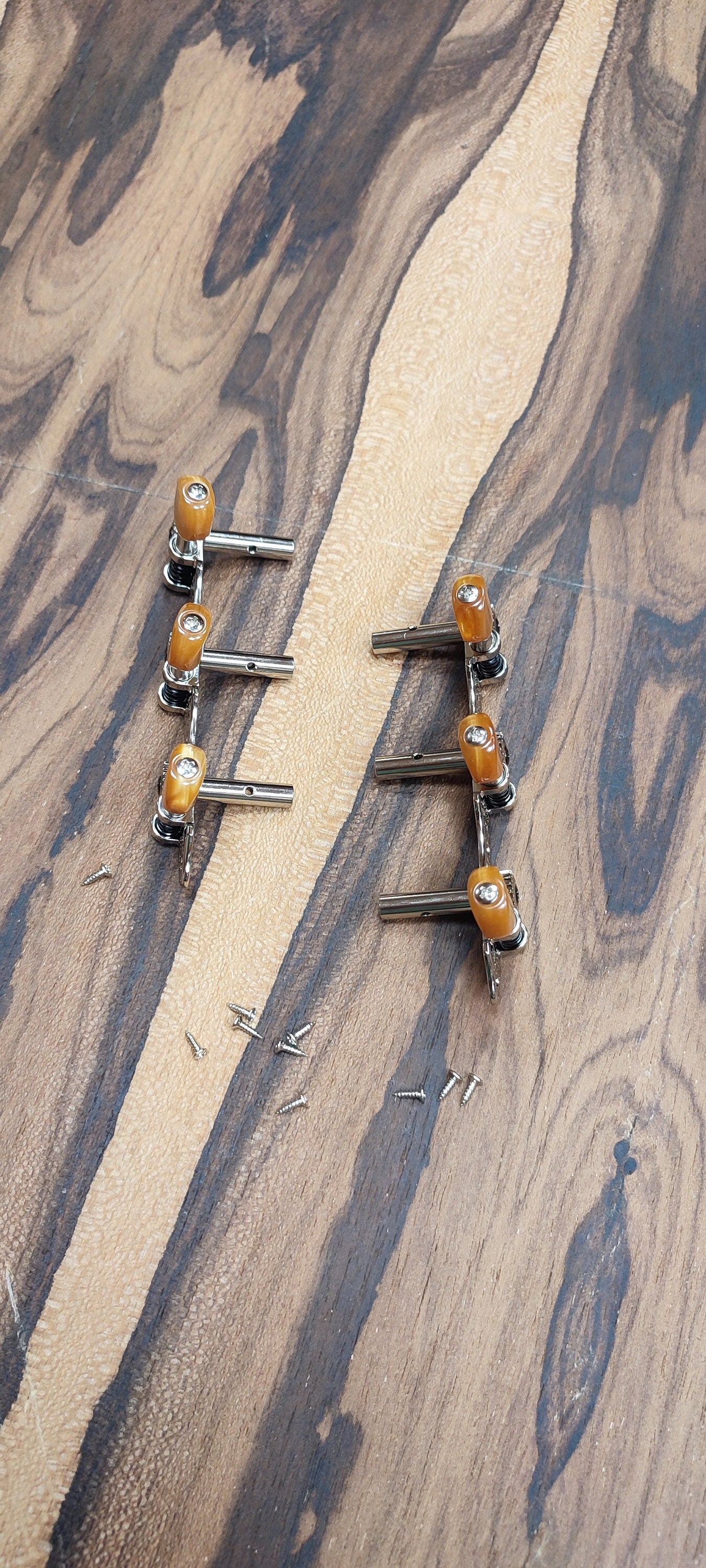 6string Bouzouki machine heads ~ Grover style Professional 6string Bouzouki tuners ~ Slotted Headstock ~ Nickel Colour & Brown Pearl Button