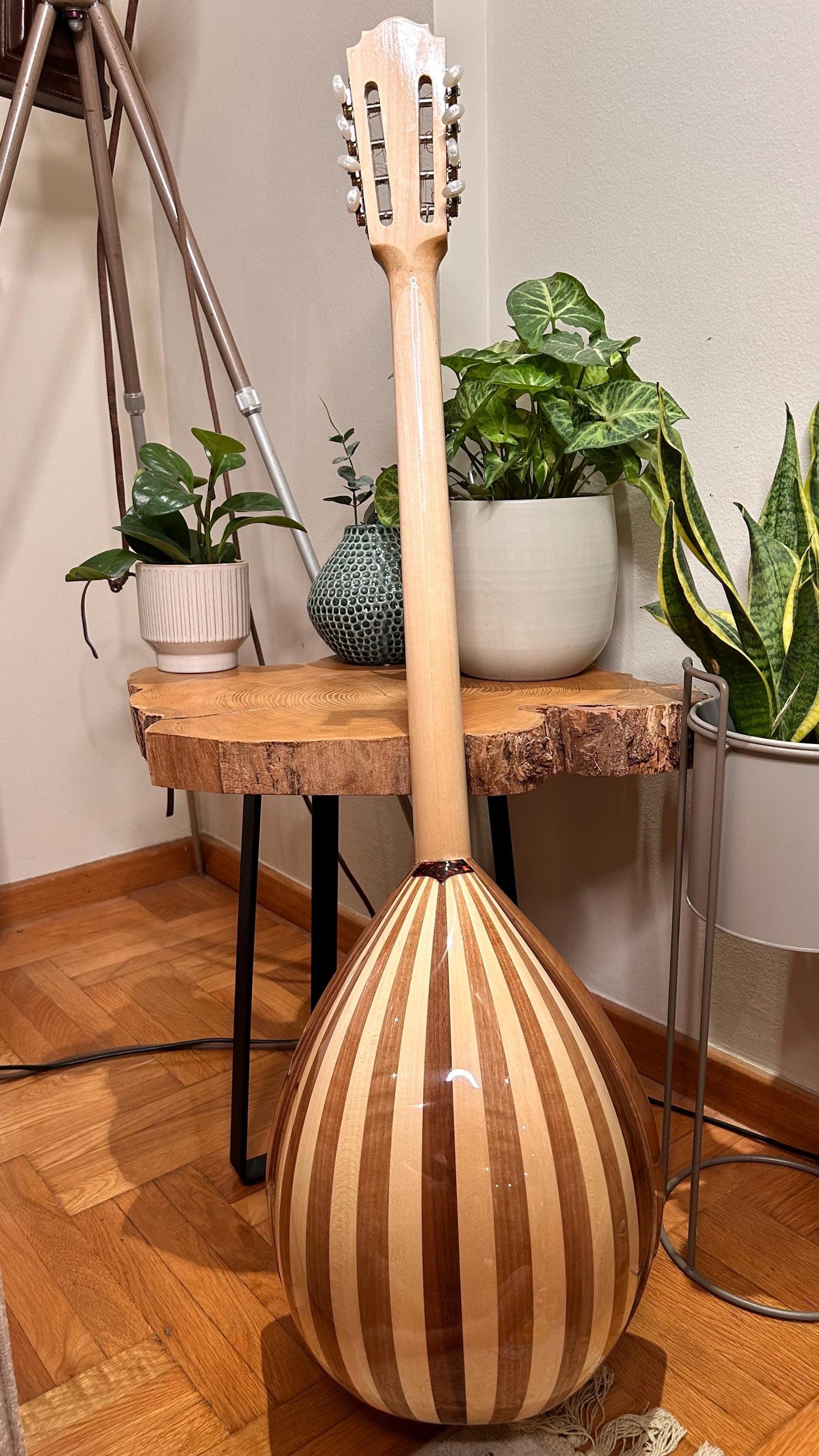 Handmade 8-string Professional Bouzouki with double-action truss rod and exquisite Cellulose Vines&Flower decorations - Greek craftsmanship