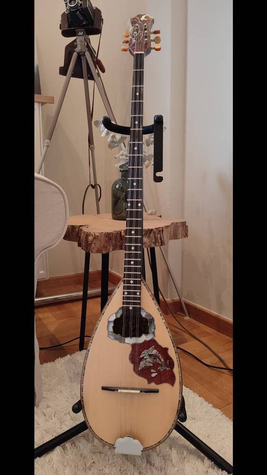 Professional Tzouras Handmade 6string  ~ Greek Traditional Rebetiko Tzouras ~ Abalone Dolphins & Padauk wooden pickguard / top decorations ~