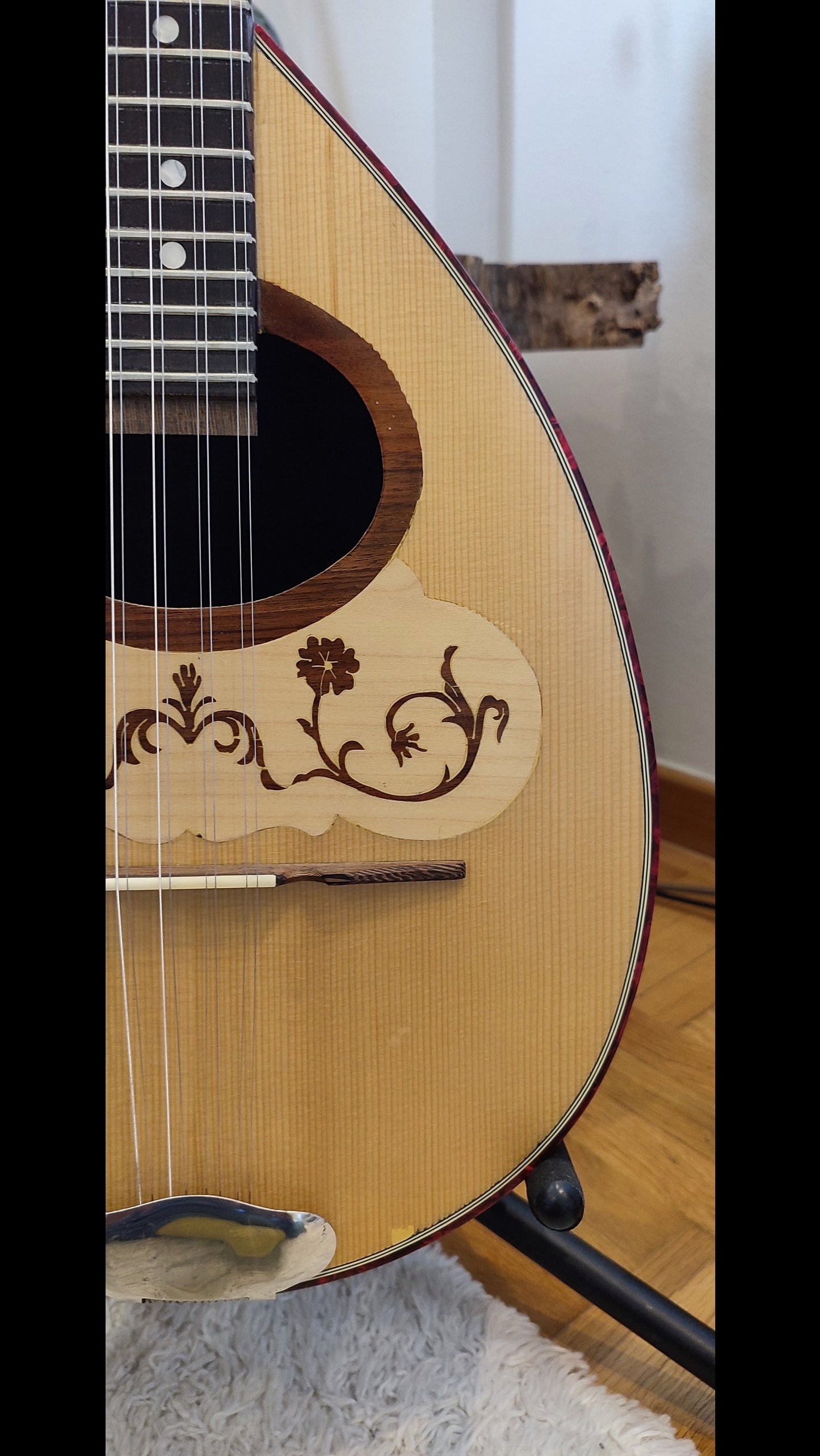 8string Handmade Bouzouki ~ Greek Traditional Handmade 8string Popular Bouzouki ~ Wooden flowers top decorations ~