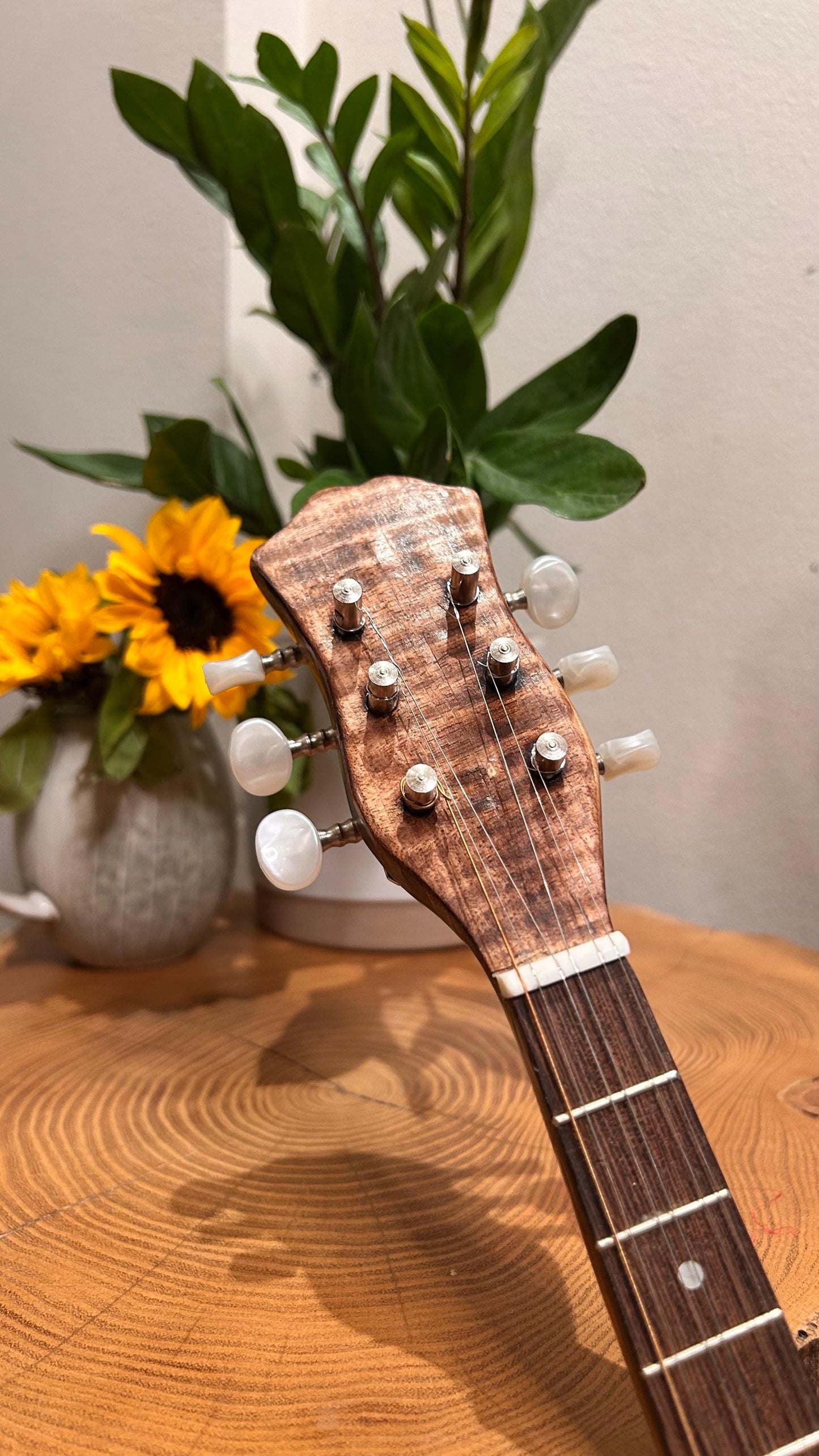 Custom Baglamas - Handmade 6-String one-piece Burned Poplar Baglamas with Black painted Spruce top - Greek Rebetiko Music