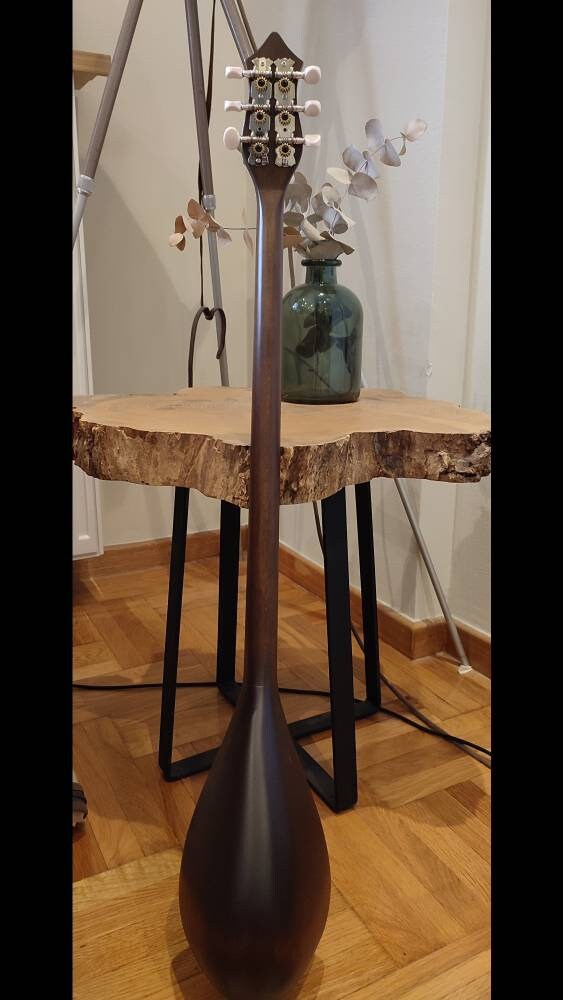 Original Tzouras ~ Greek traditional handmade music instrument ~ rebetiko music Tzouras ~ with black celluloid top decorations