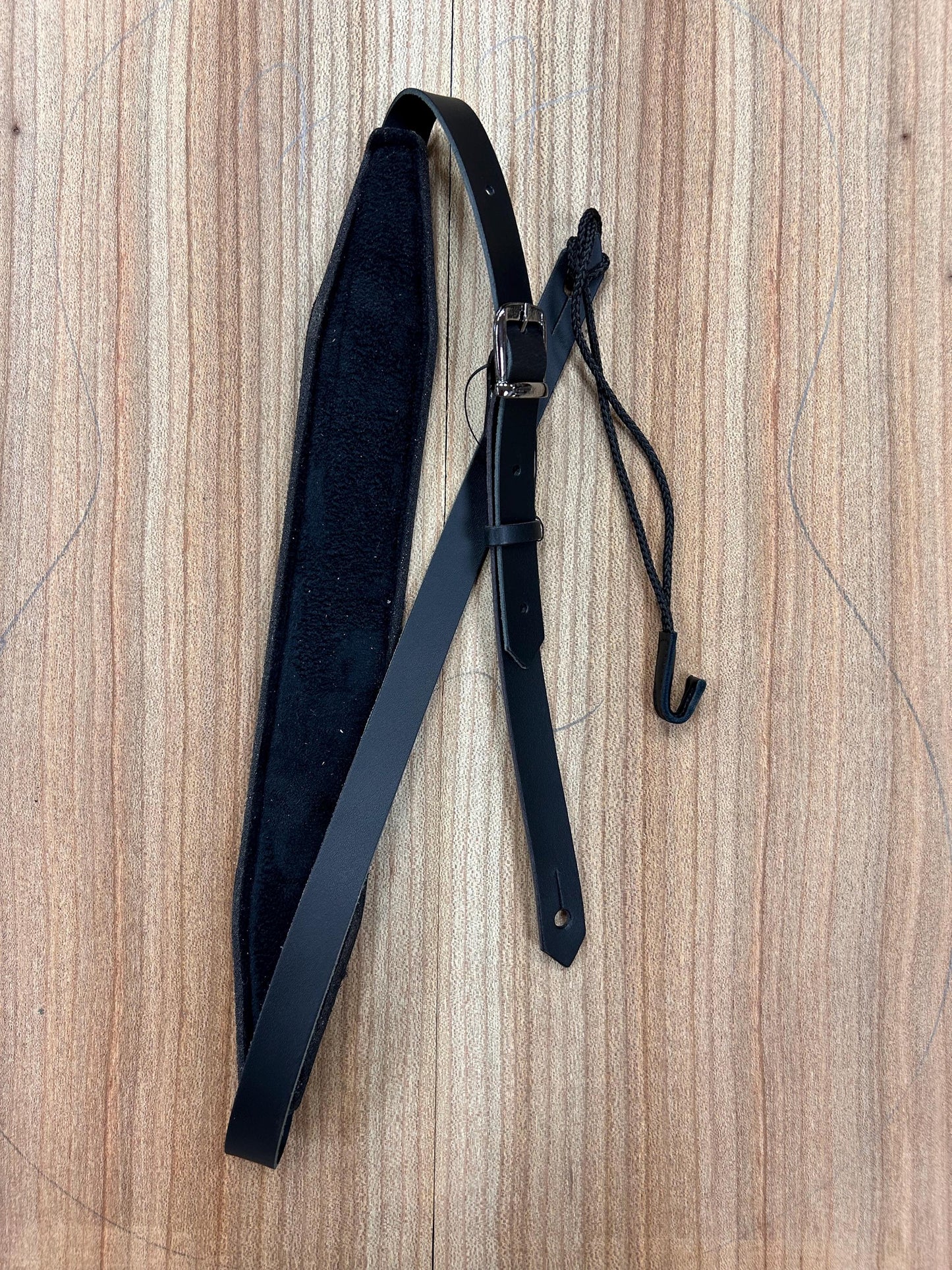 Versatile Leather Bouzouki Strap with Adjustable Hook and End-Button Attachment”