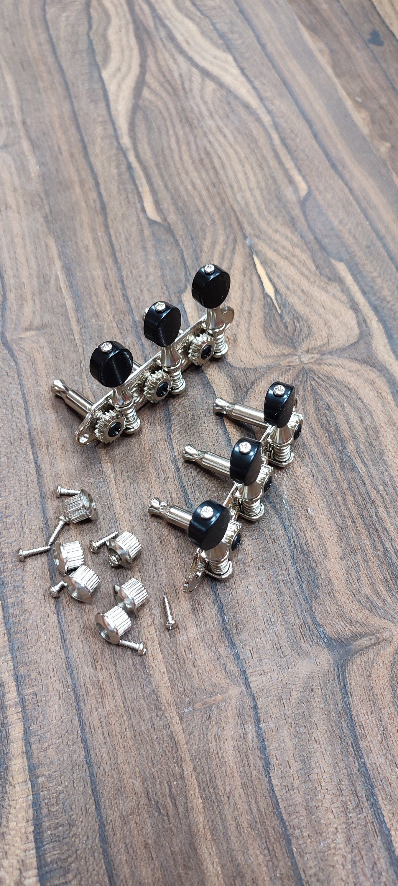 Baglamas / 6string Bouzouki machine heads ~ Professional Baglamas / 6string Bouzouki tuners ~ Nickel Colour & Black Button