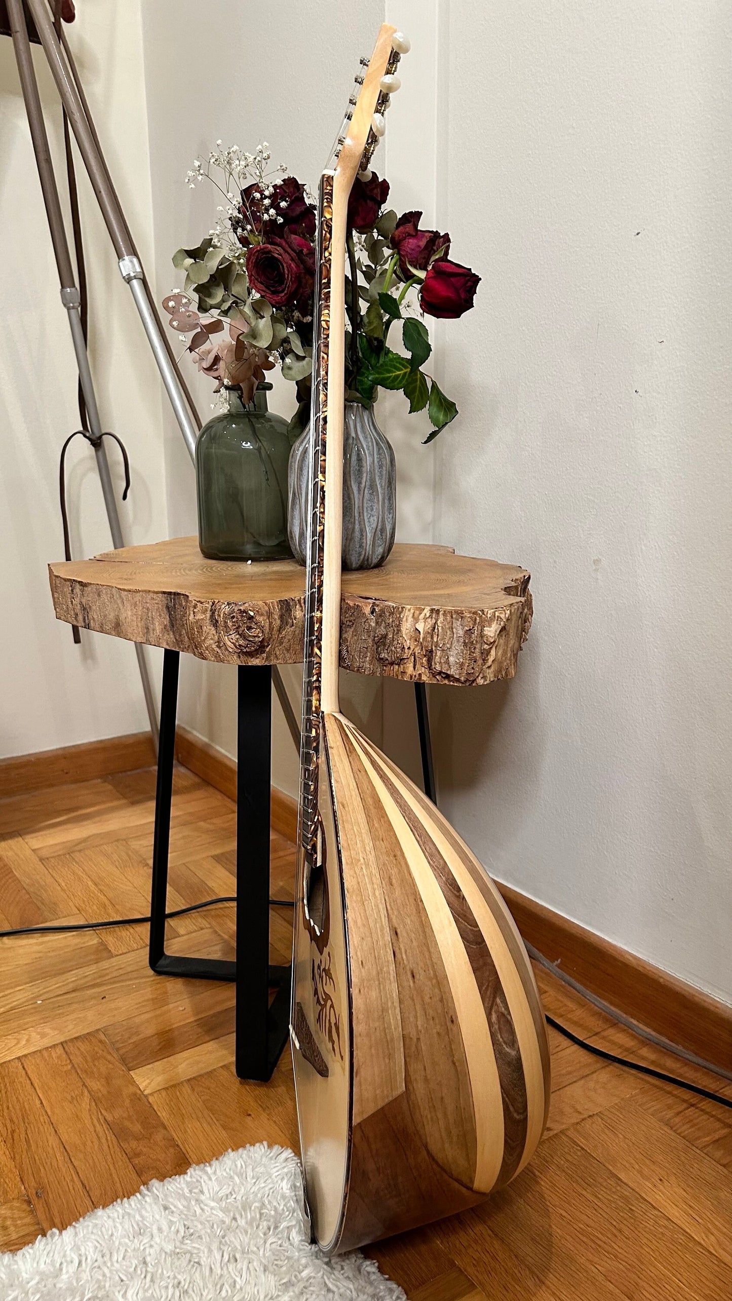 6string Handmade Bouzouki ~ Greek Traditional Handmade Popular Rebetiko Bouzouki ~ Flower wooden pickguard / top decorations ~