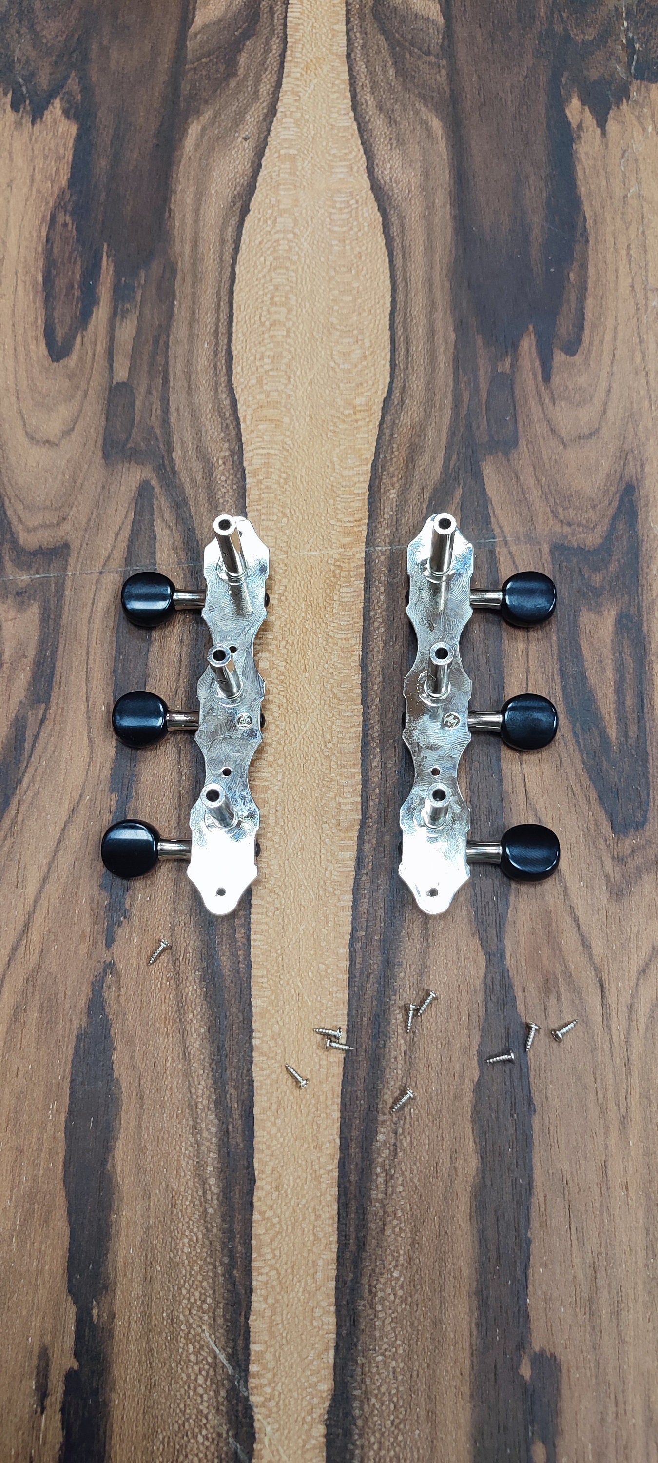 6string Bouzouki machine heads ~ Grover style Professional 6string Bouzouki tuners ~ Slotted Headstock ~ Nickel Colour & Black Button