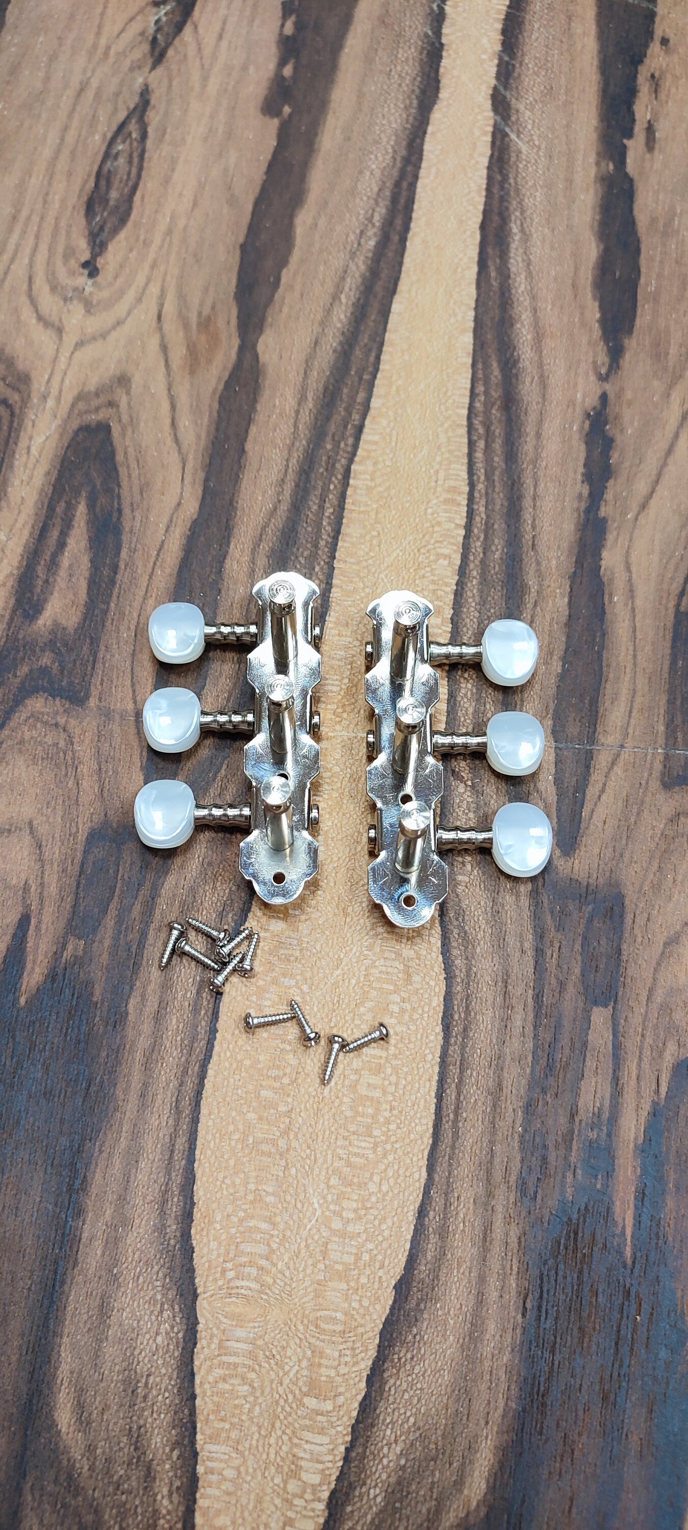 Baglamas / 6string Bouzouki machine heads ~ Gebr Van Gent 43.03ov/P Baglamas / 6string Bouzouki tuners ~ Nickel Colour & White Pearl Button