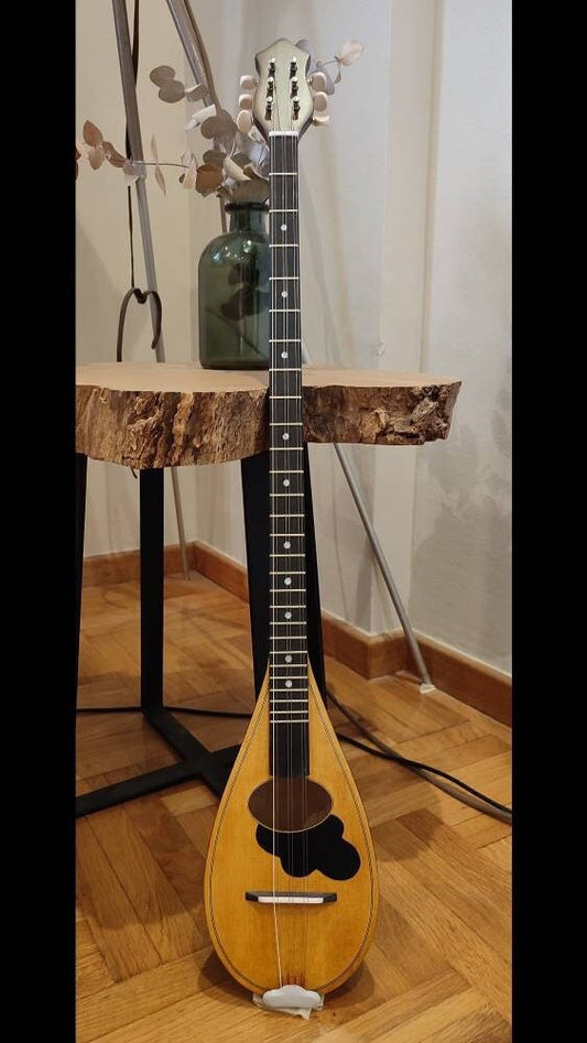 Original Tzouras ~ Greek traditional handmade music instrument ~ rebetiko music Tzouras ~ with black celluloid top decorations