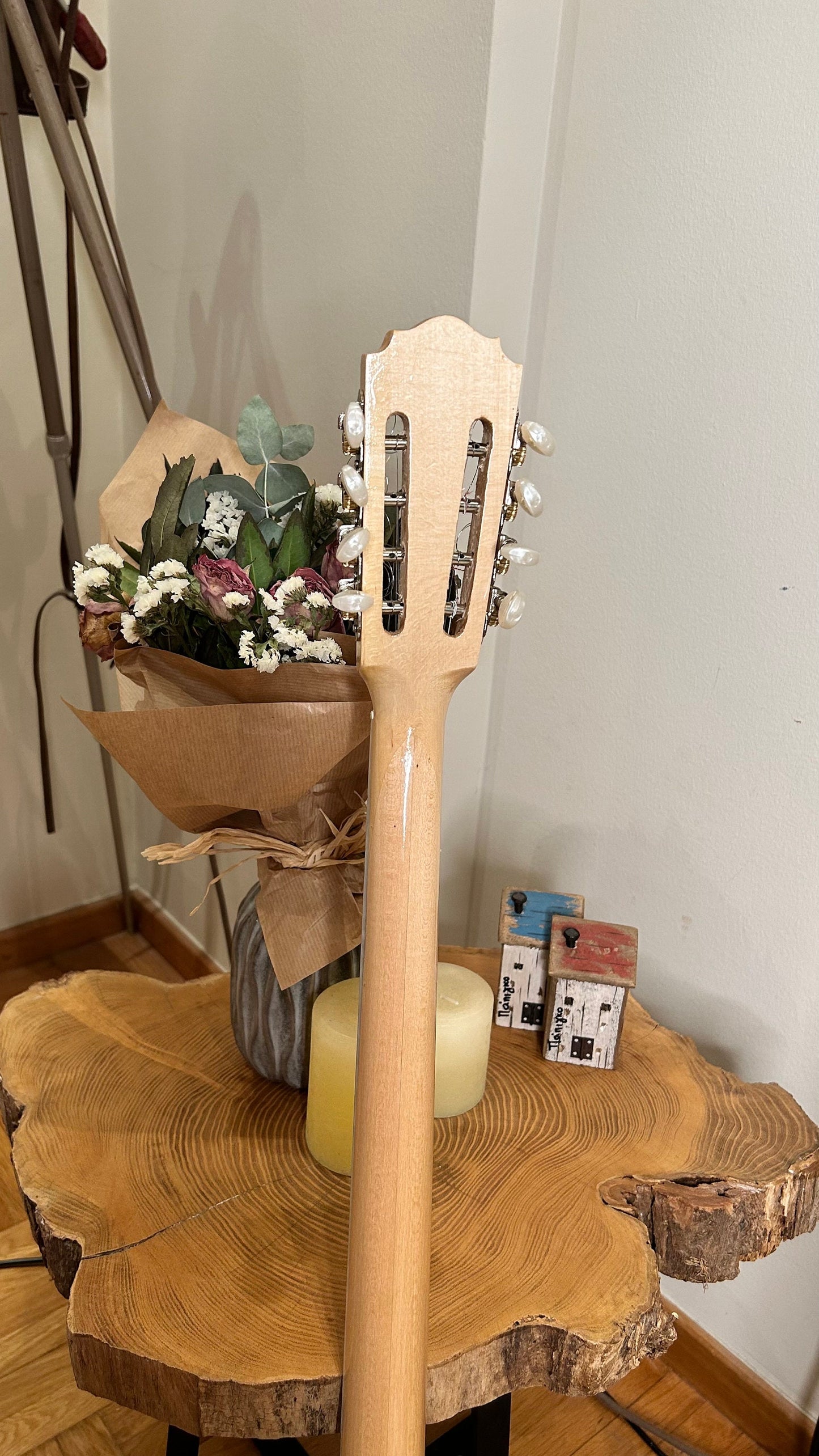 Premium Handmade 8-String Bouzouki with Double Action Truss-Rod and Cellulose Vines Top Decorations - Greek Popular Bouzouki
