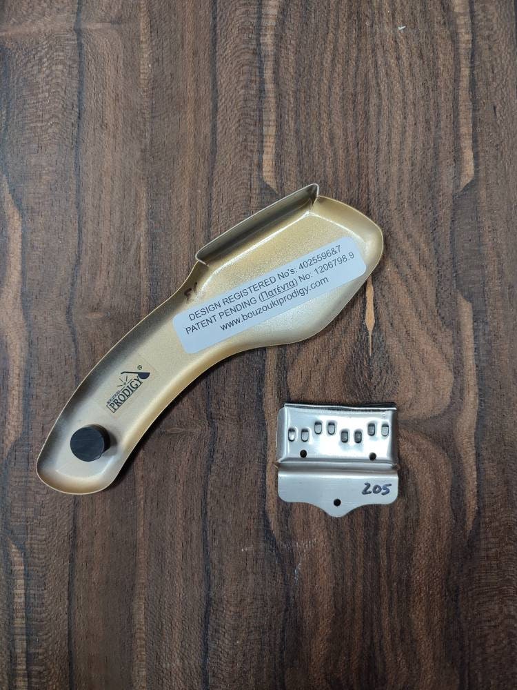 8-String and 6-String Bouzouki Prodigy Tailpiece and Armrest - 'CHORDIERA' TAR1SG Satin Gold