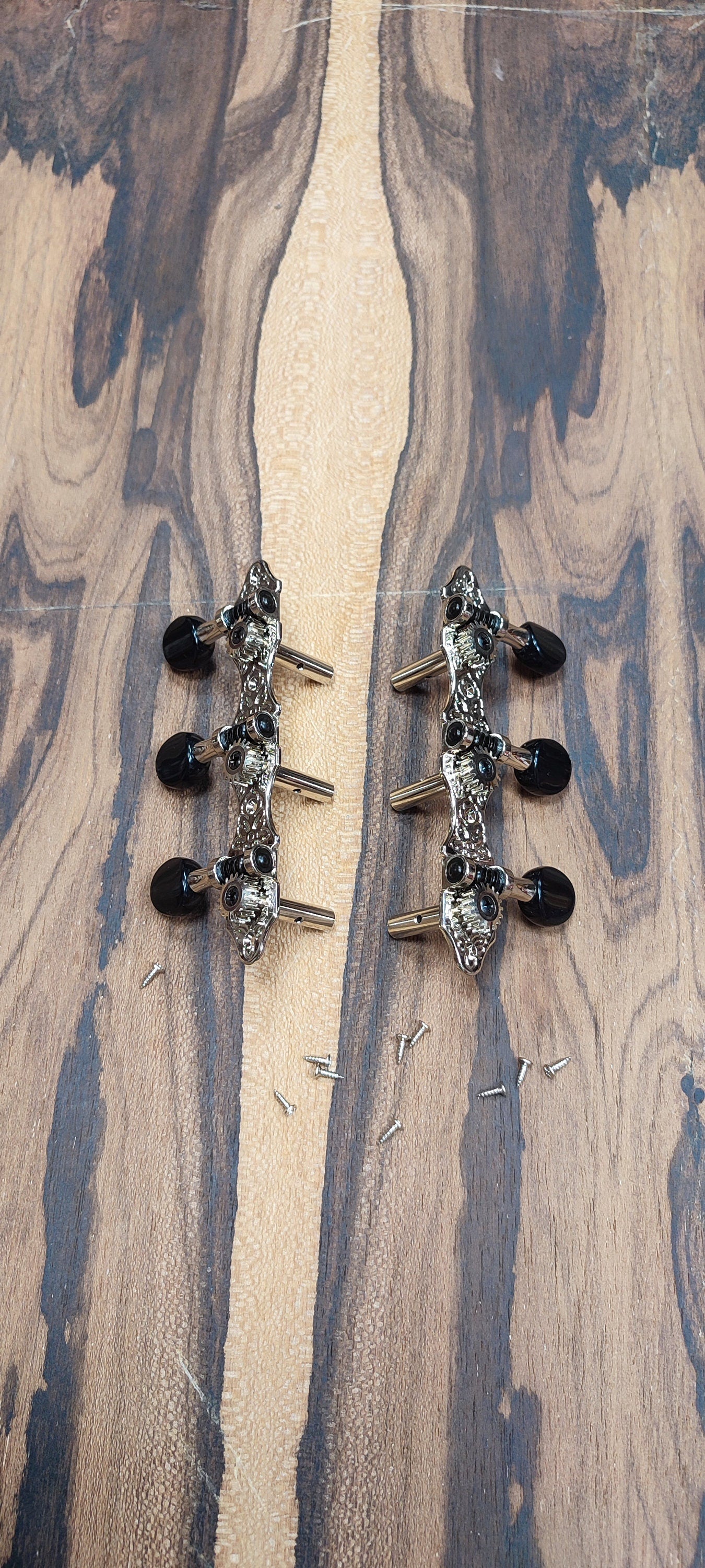 6string Bouzouki machine heads ~ Grover style Professional 6string Bouzouki tuners ~ Slotted Headstock ~ Nickel Colour & Black Button