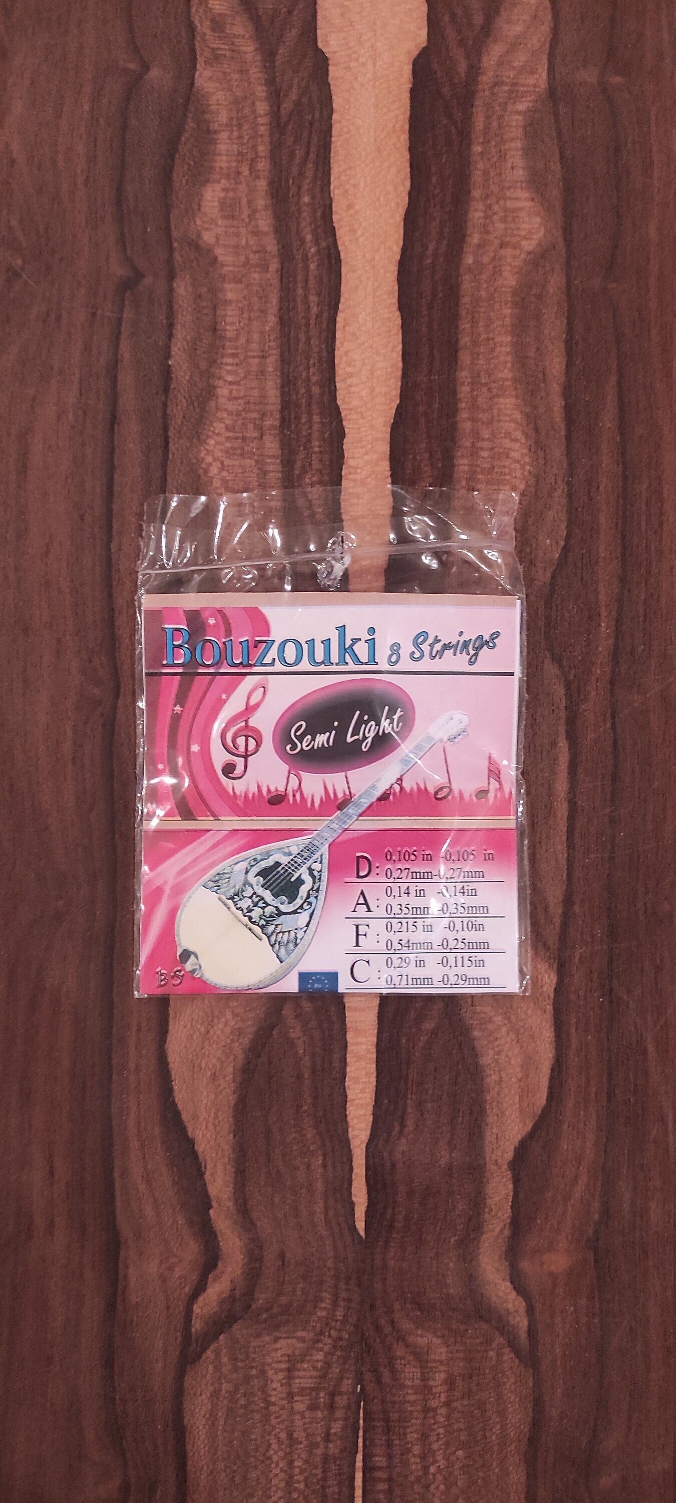 8string Bouzouki Set of Strings ~ BS Semi-Light Set ~ 0,105 Set Silverplated Wound