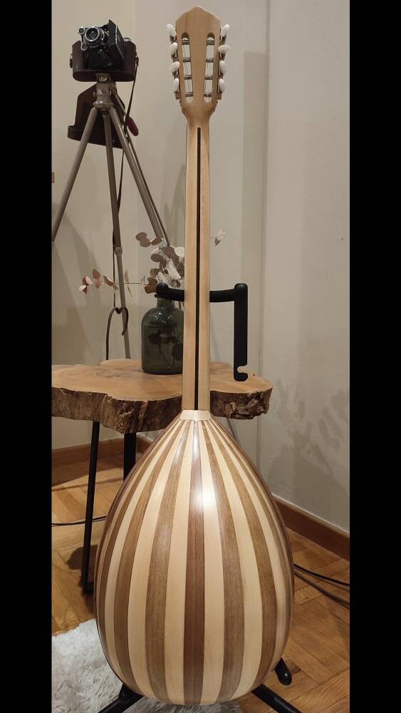 Handmade 8-String Bouzouki - Greek Traditional Instrument with Beautiful Wooden Flower Top Decorations