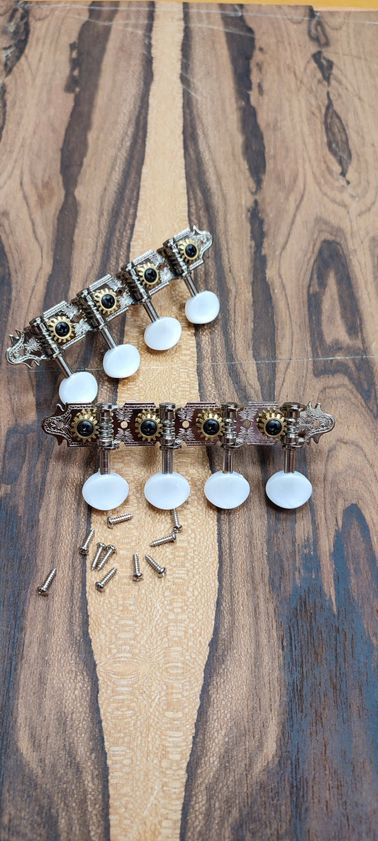 Bouzouki machine heads ~ Premium 8string Bouzouki tuners ~ Nickel Colour & White Pearl Button