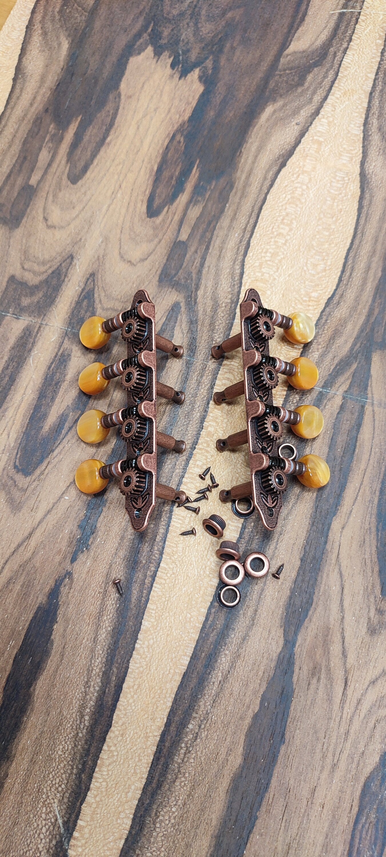 Mandolin machine heads ~ Grover style Professional 8string Mandolin tuners ~ Bronze Colour & Brown Pearl Button