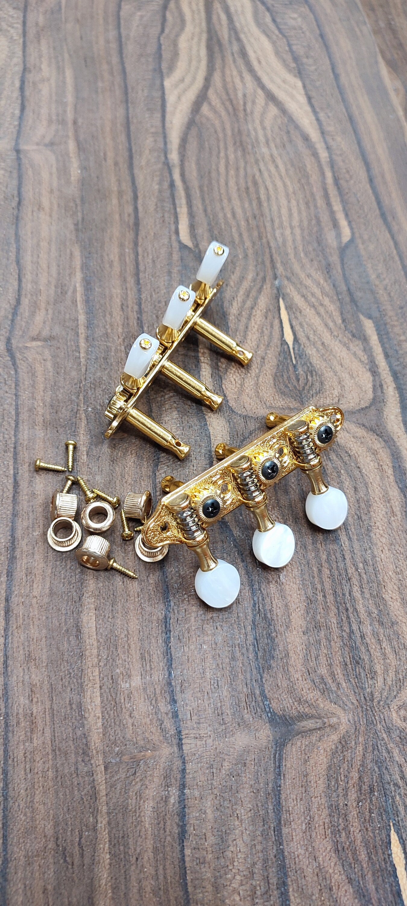 Baglamas / 6string Bouzouki machine heads ~ Professional Baglamas / 6string Bouzouki tuners ~ Gold Colour & White Pearl Button