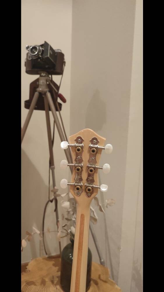 Traditional Greek Rebetiko 6 String Bouzouki - Handmade with Flower Wooden Pickguard and Top Decorations