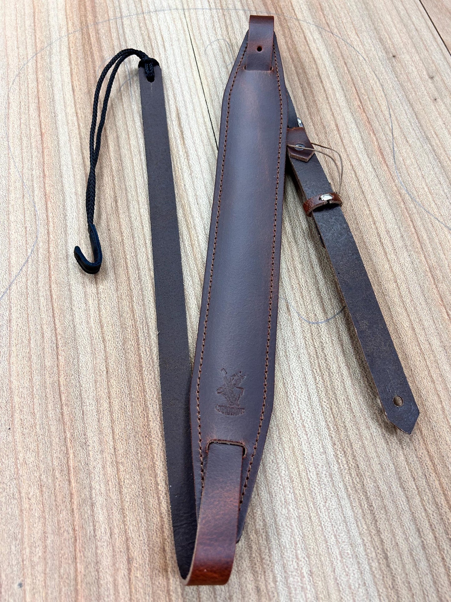 Versatile Leather Bouzouki Strap with Adjustable Hook and End-Button Attachment”