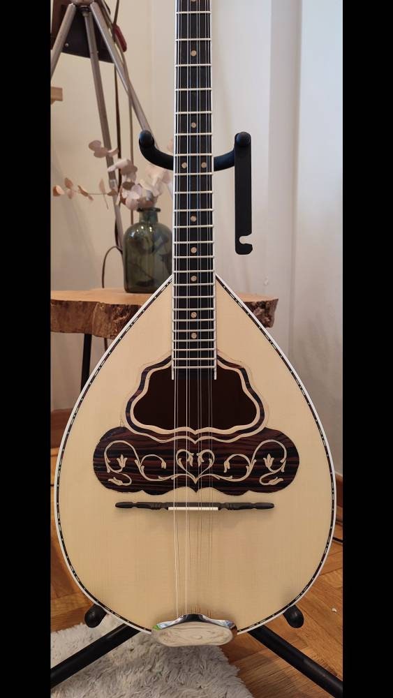 Premium Handmade 8-String Bouzouki with Greek Traditional Vines Mid-Top Decorations