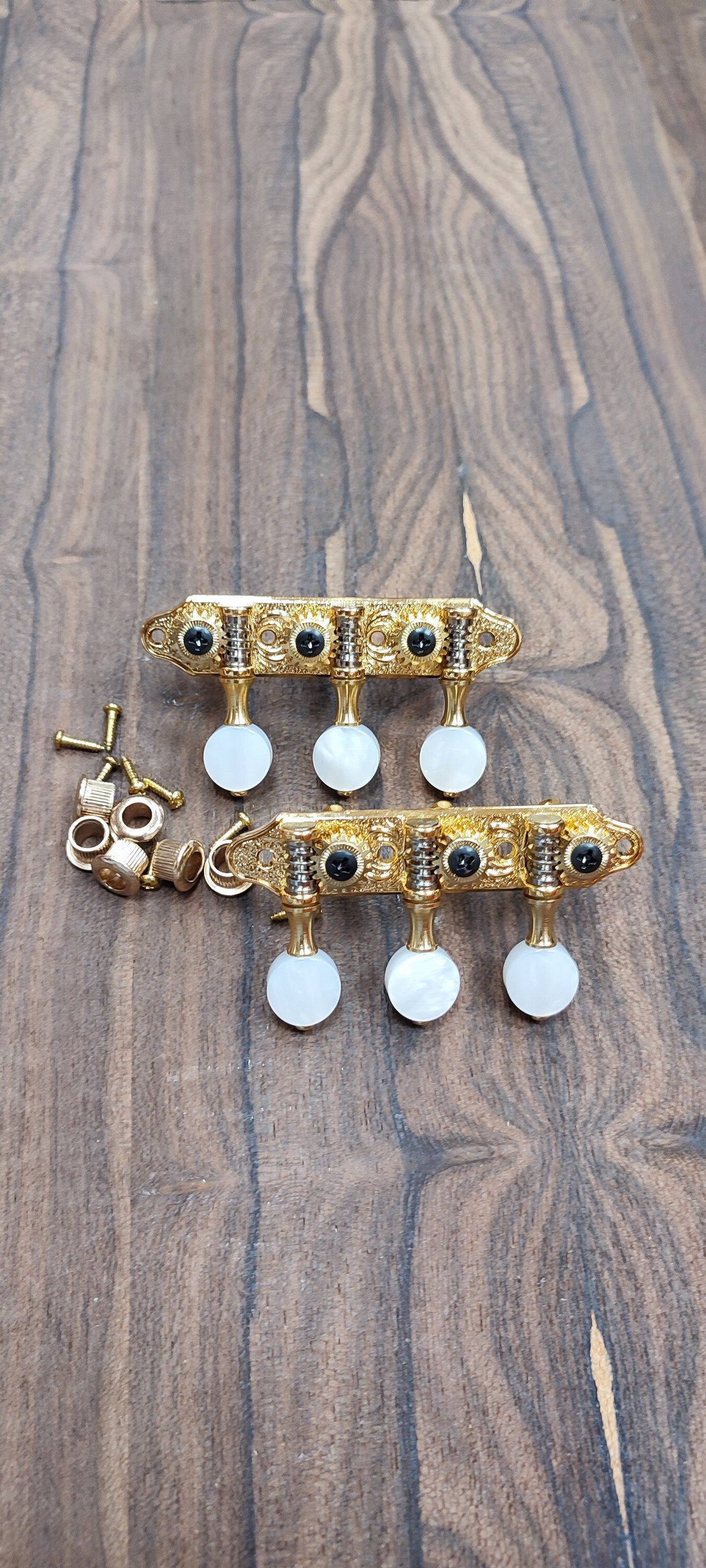 Baglamas / 6string Bouzouki machine heads ~ Professional Baglamas / 6string Bouzouki tuners ~ Gold Colour & White Pearl Button