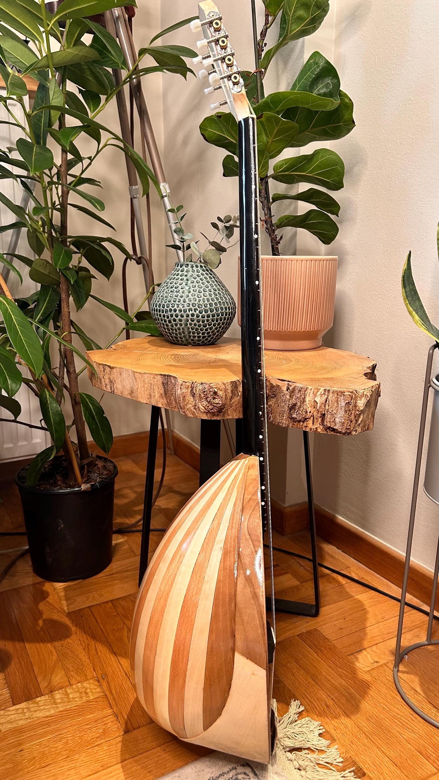 Premium Handmade 8-String Bouzouki with Double Action Truss-Rod | Greek Popular Bouzouki with Cellulose Vines Top Decorations