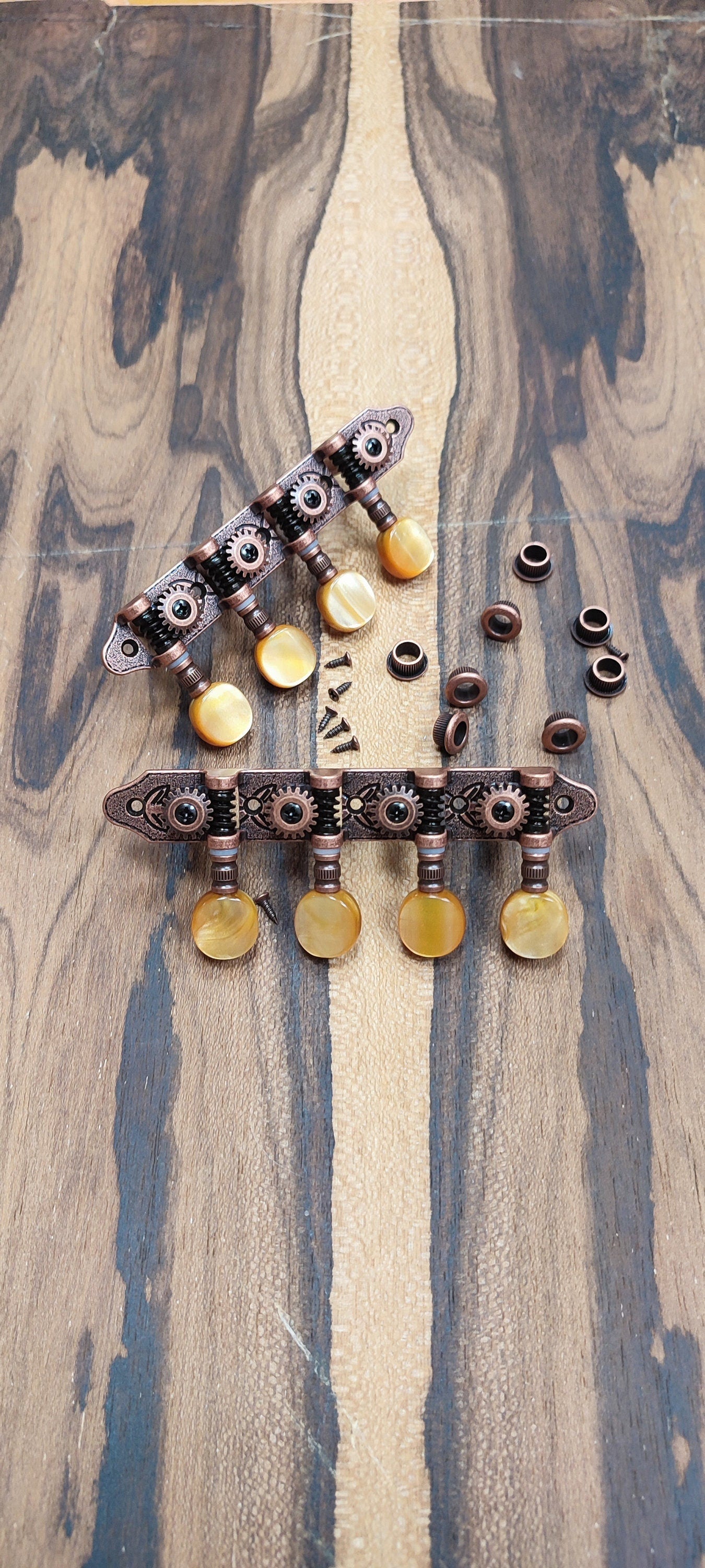 Mandolin machine heads ~ Grover style Professional 8string Mandolin tuners ~ Bronze Colour & Brown Pearl Button
