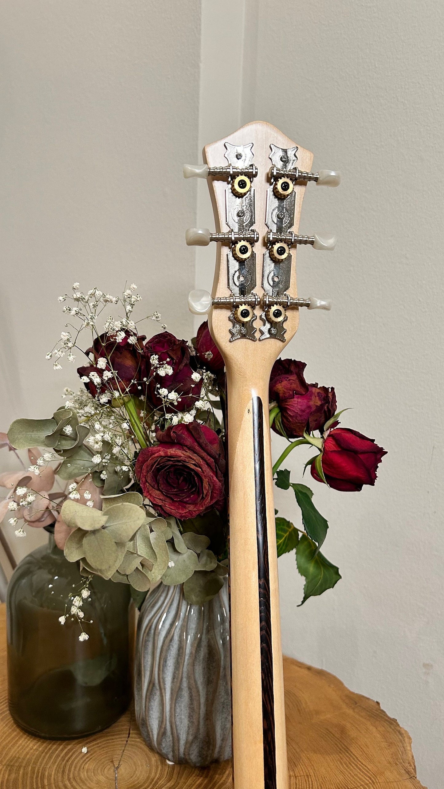 6string Handmade Bouzouki ~ Greek Traditional Handmade Popular Rebetiko Bouzouki ~ Flower wooden pickguard / top decorations ~
