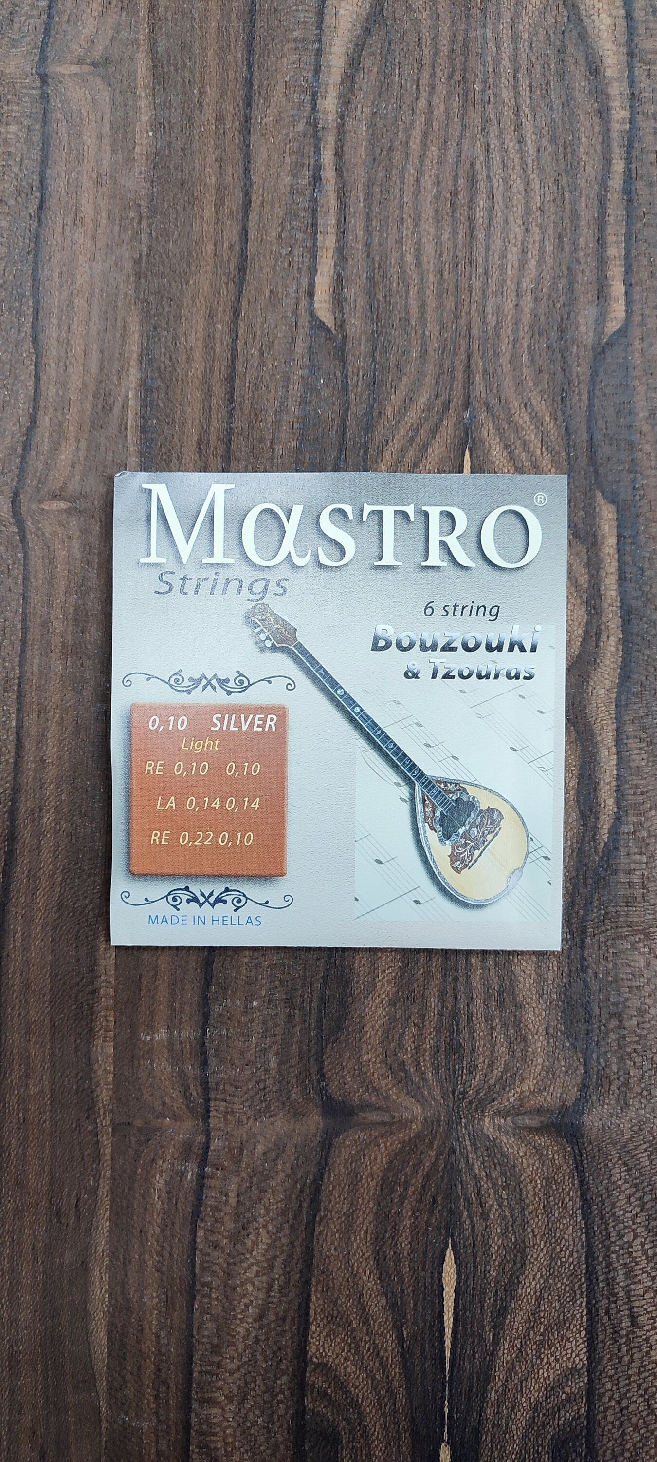 6string Bouzouki Set of Strings ~ Mastro Light Set ~ 0,10 Set Silverplated Wound