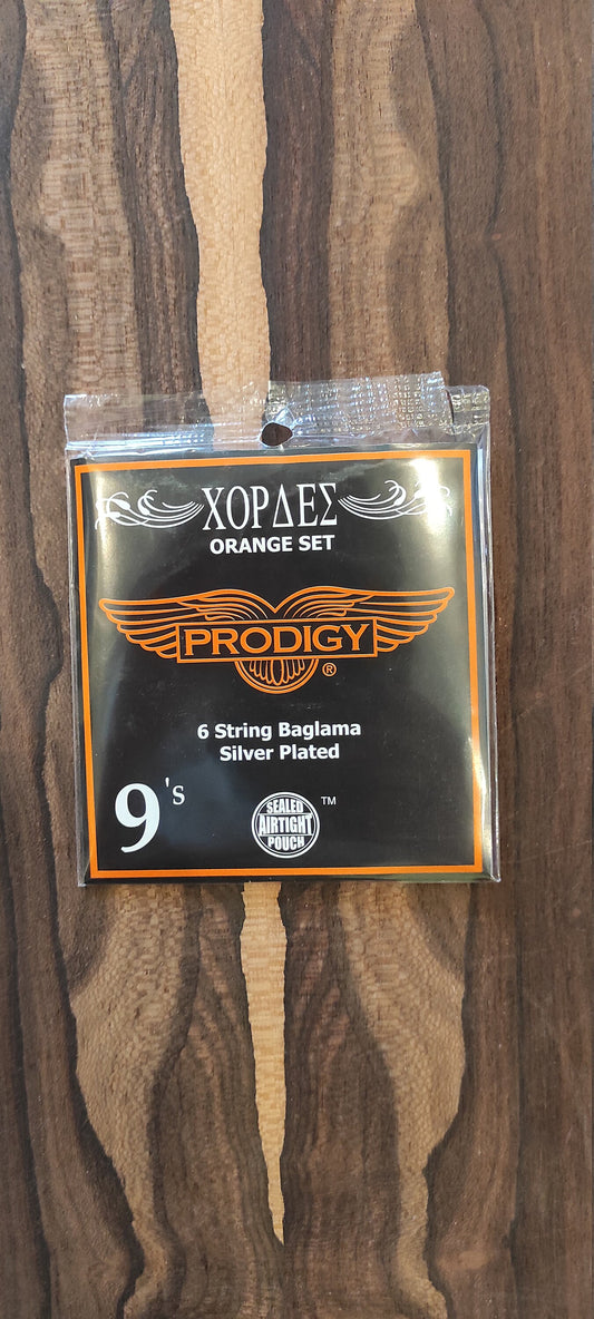 6string Baglamas Set of Strings ~ Prodigy ORANGE Set ~ 0,09 Set Silver Wounded