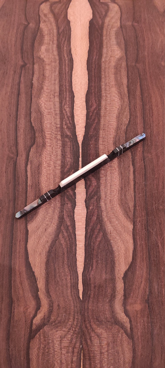 High-Quality Ebony Bouzouki Bridge with Bone Saddle and Abalone Decorations - 6 or 8 String Options