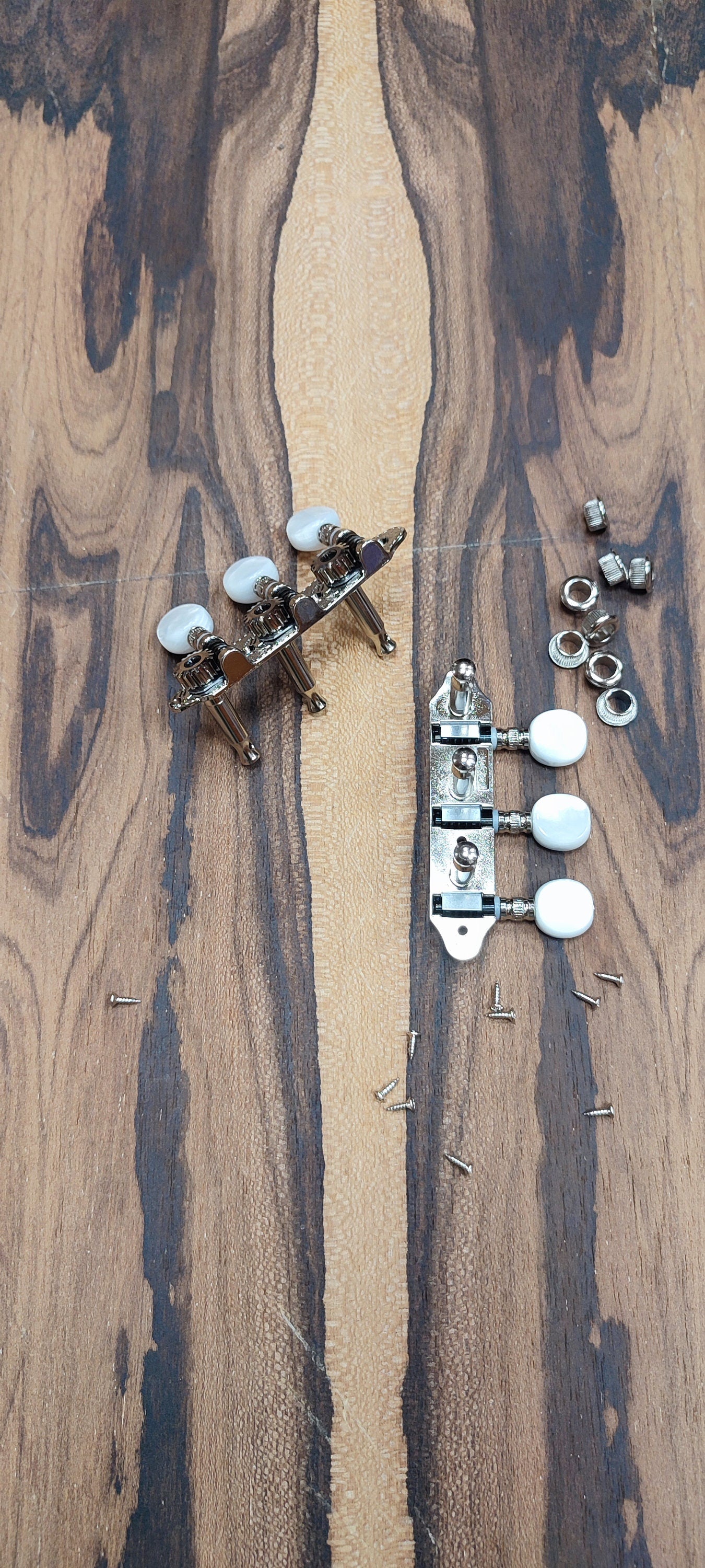 Baglamas/Bouzouki machine heads ~ Grover style Professional 6string Baglama/Bouzouki tuners ~ Nickel Colour & White Pearl Button