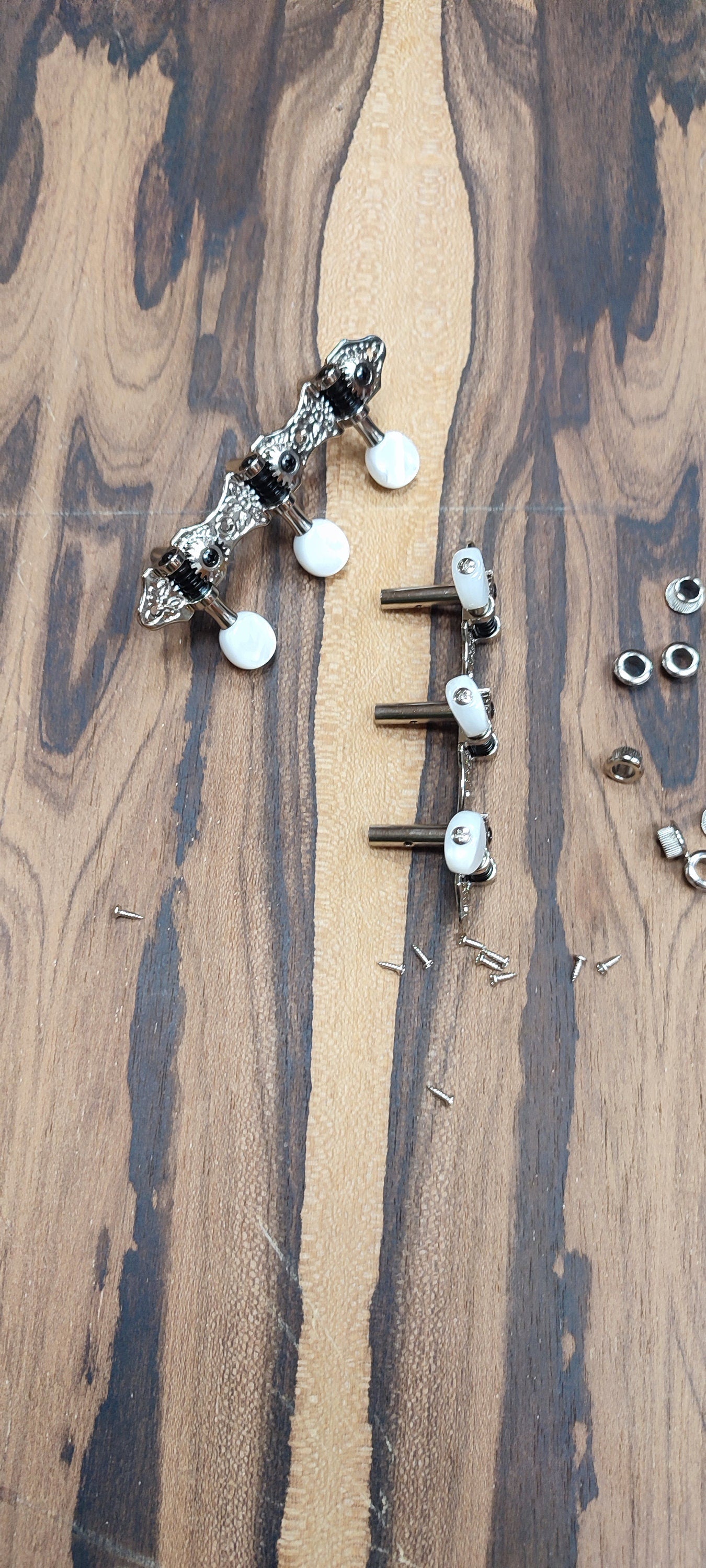 6string Bouzouki machine heads ~ Grover style Professional 6string Bouzouki tuners ~ Slotted headstock ~ Nickel Colour & White Pearl Button