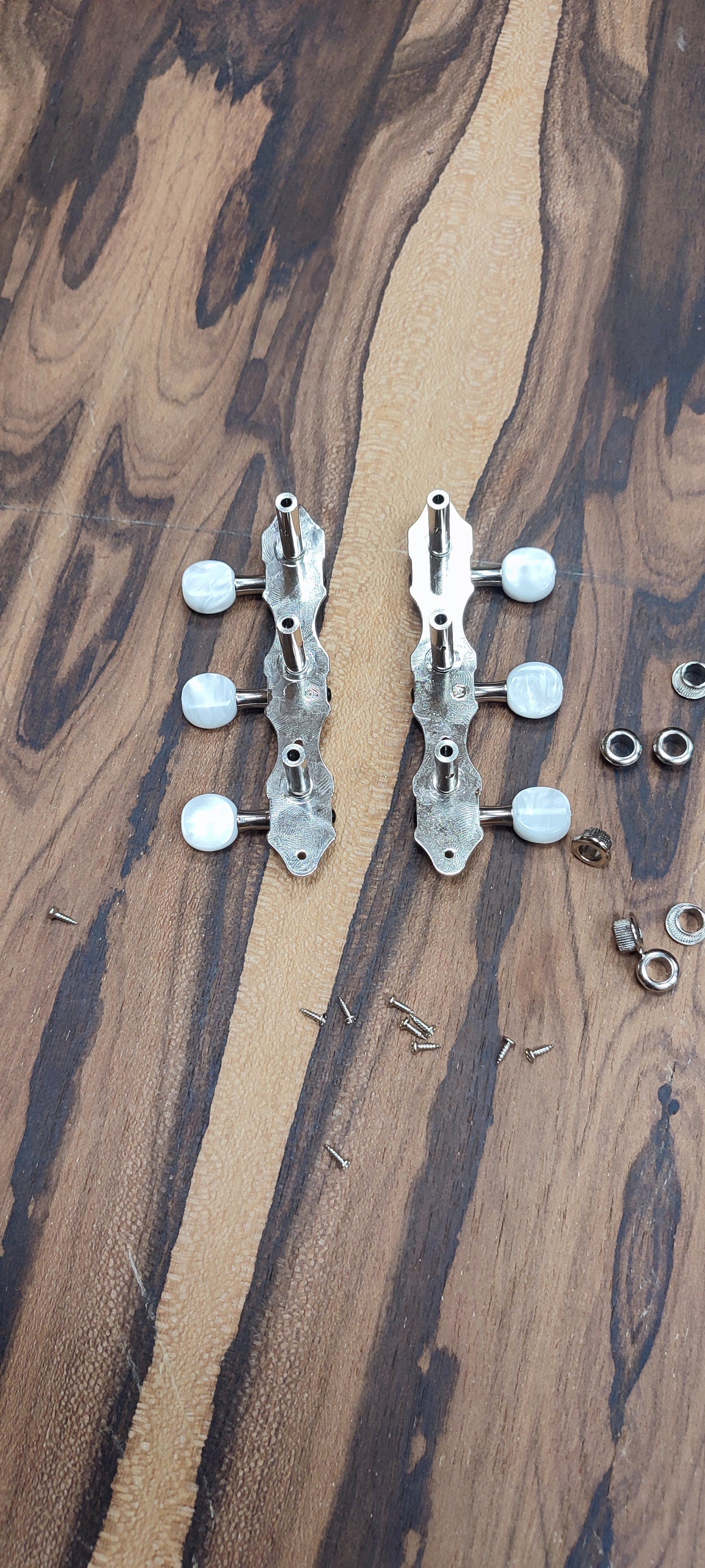 6string Bouzouki machine heads ~ Grover style Professional 6string Bouzouki tuners ~ Slotted headstock ~ Nickel Colour & White Pearl Button