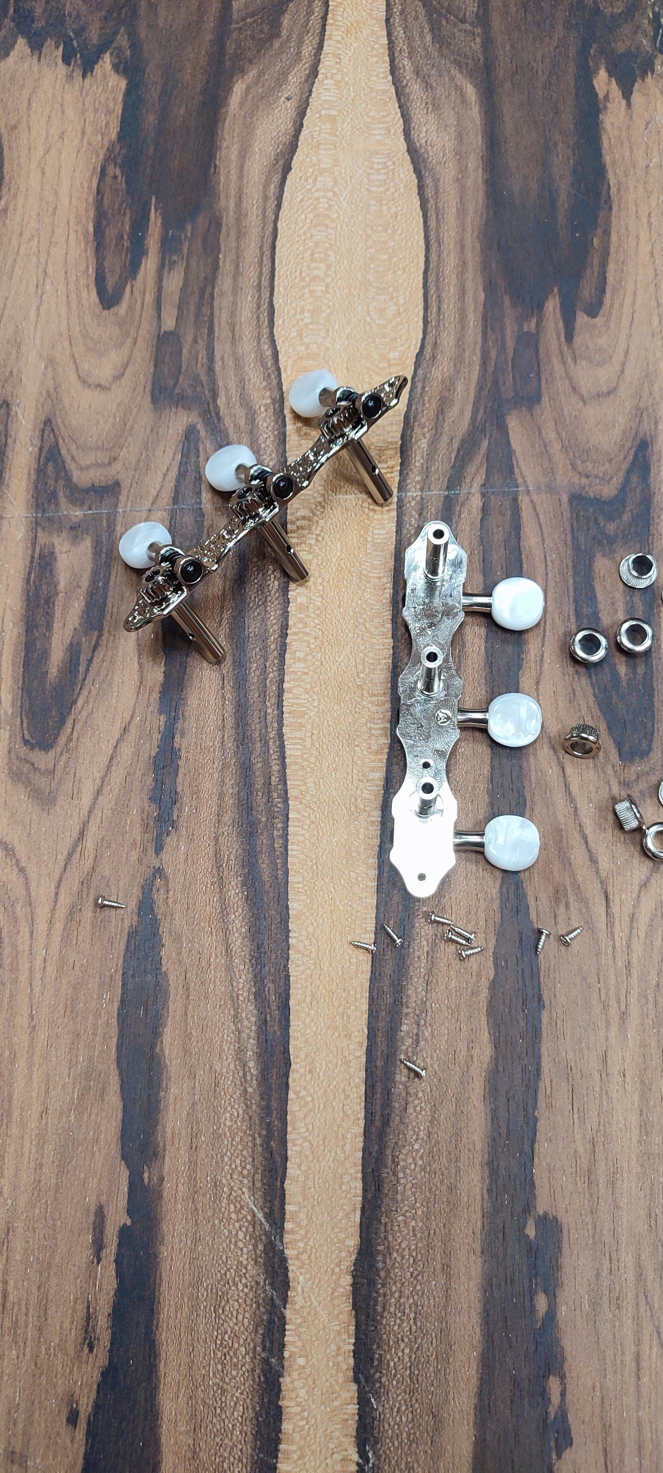 6string Bouzouki machine heads ~ Grover style Professional 6string Bouzouki tuners ~ Slotted headstock ~ Nickel Colour & White Pearl Button