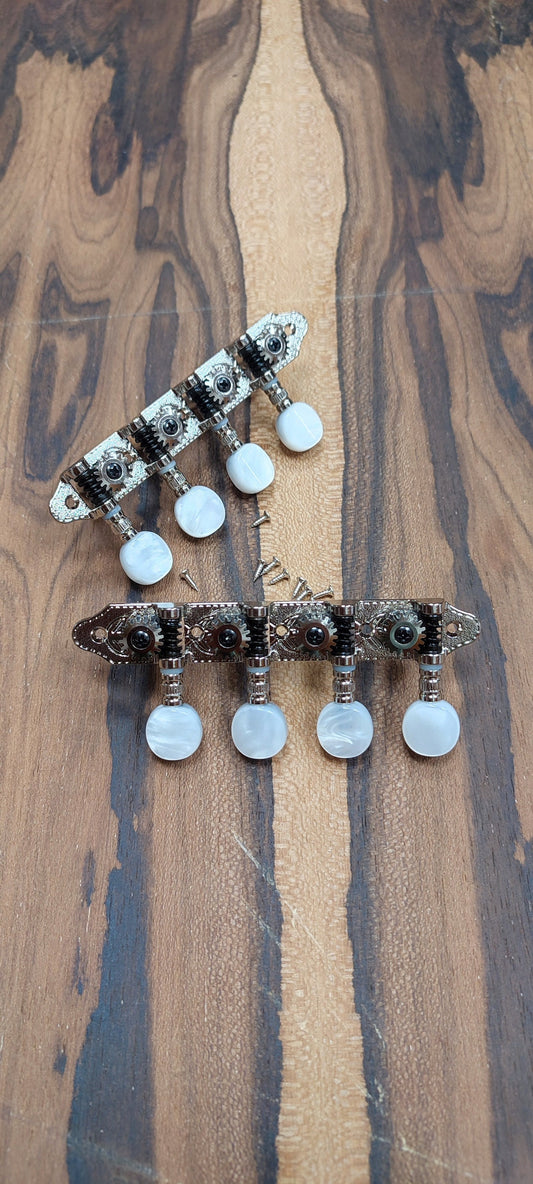 Bouzouki machine heads ~ Grover style Professional 8string Bouzouki tuners ~ Nickel Colour & White Pearl Button