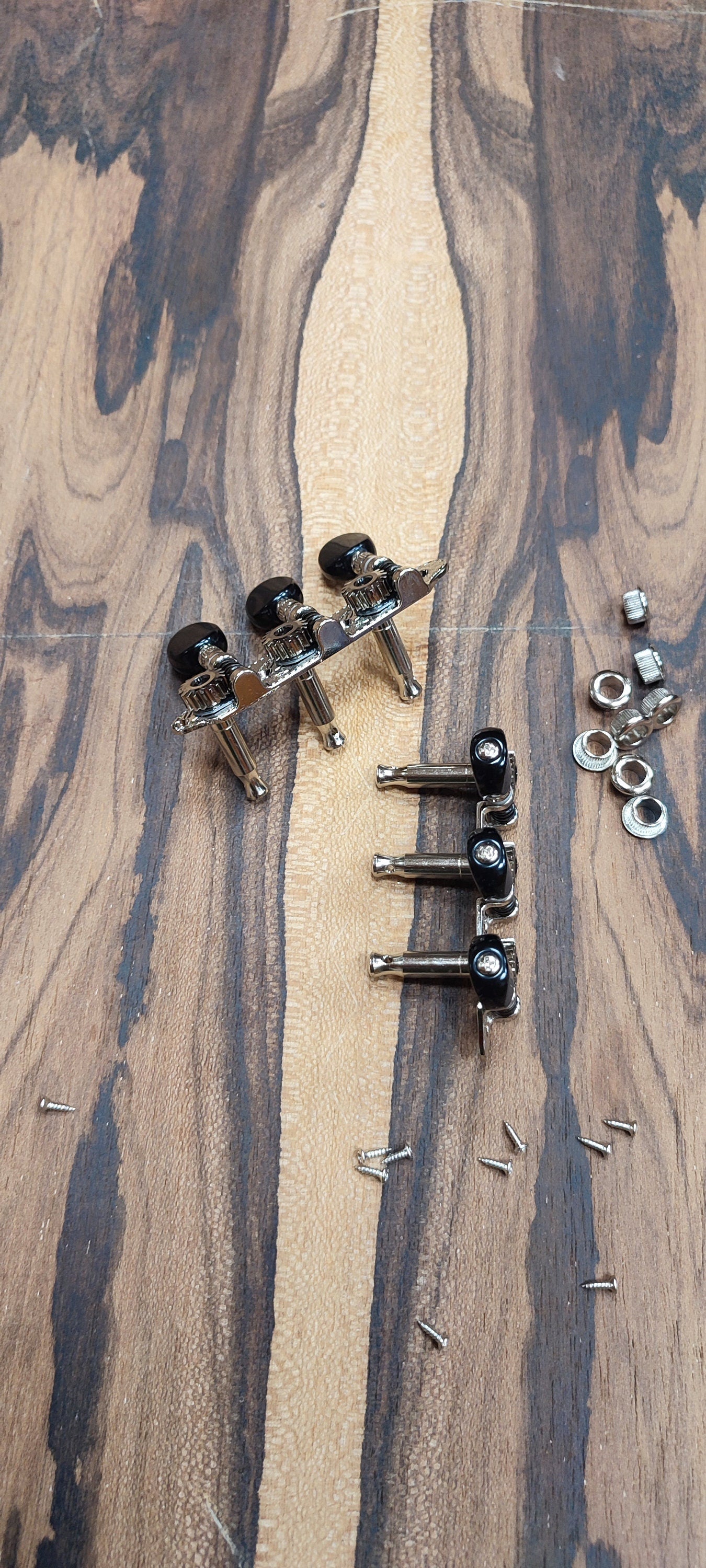 Baglamas/Bouzouki machine heads ~ Grover style Professional 6string Baglama/Bouzouki tuners ~ Nickel Colour & Black Button