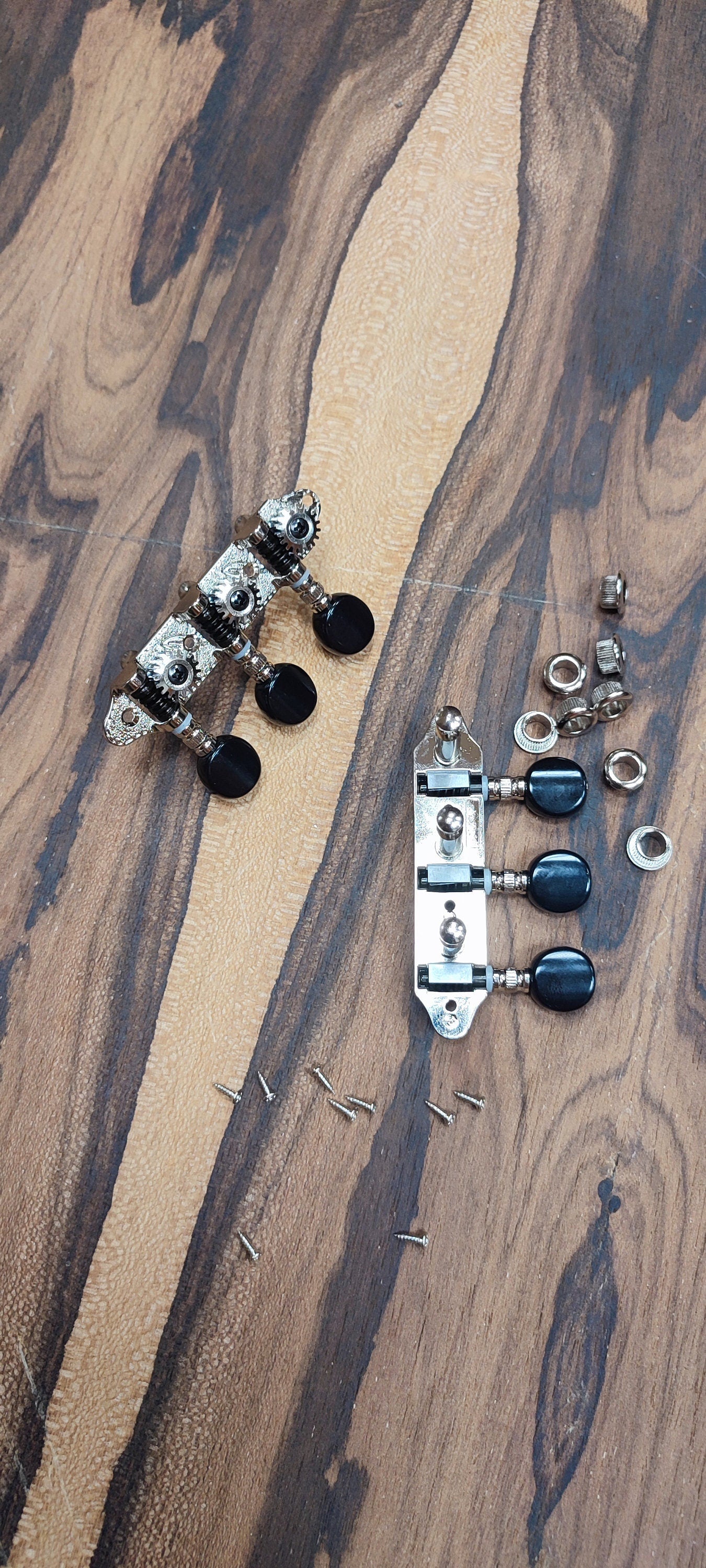 Baglamas/Bouzouki machine heads ~ Grover style Professional 6string Baglama/Bouzouki tuners ~ Nickel Colour & Black Button