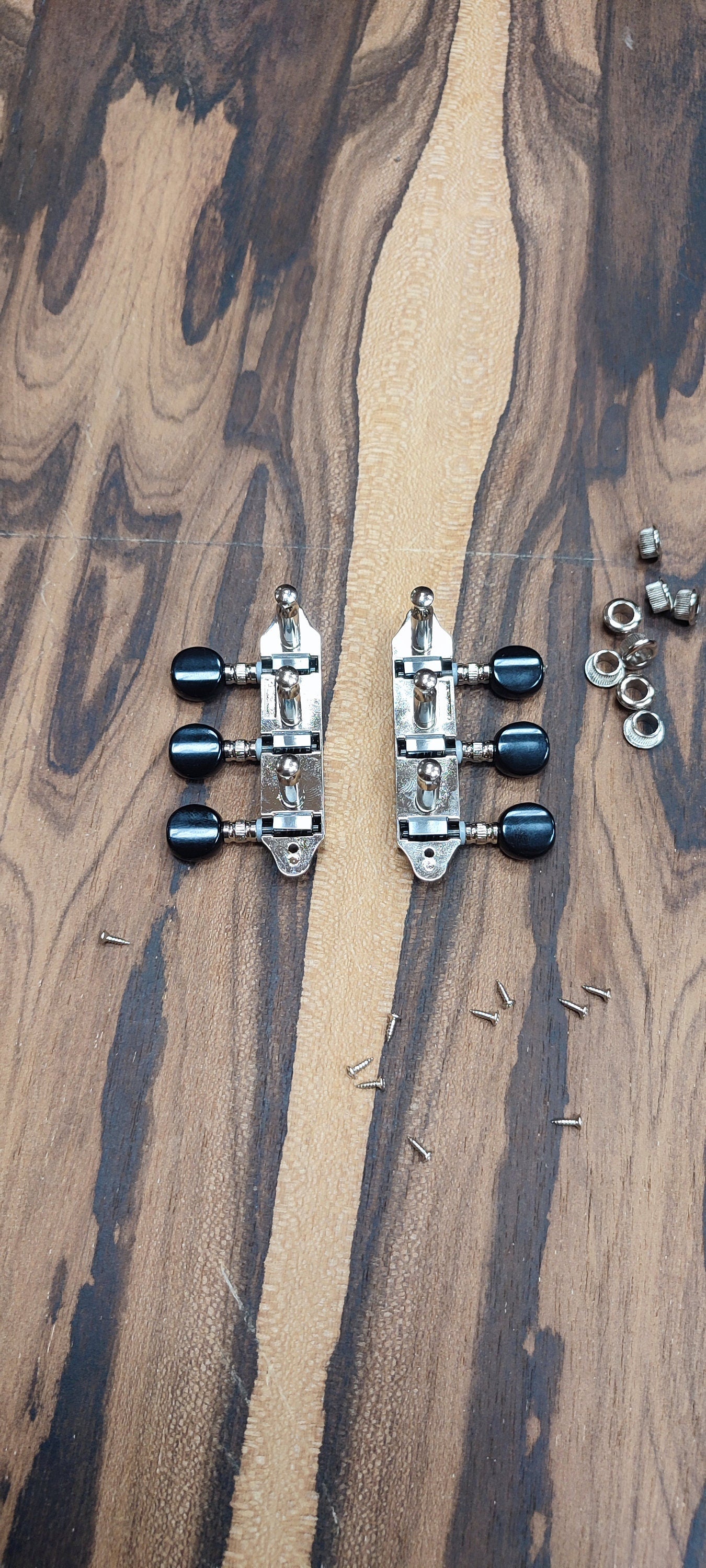 Baglamas/Bouzouki machine heads ~ Grover style Professional 6string Baglama/Bouzouki tuners ~ Nickel Colour & Black Button