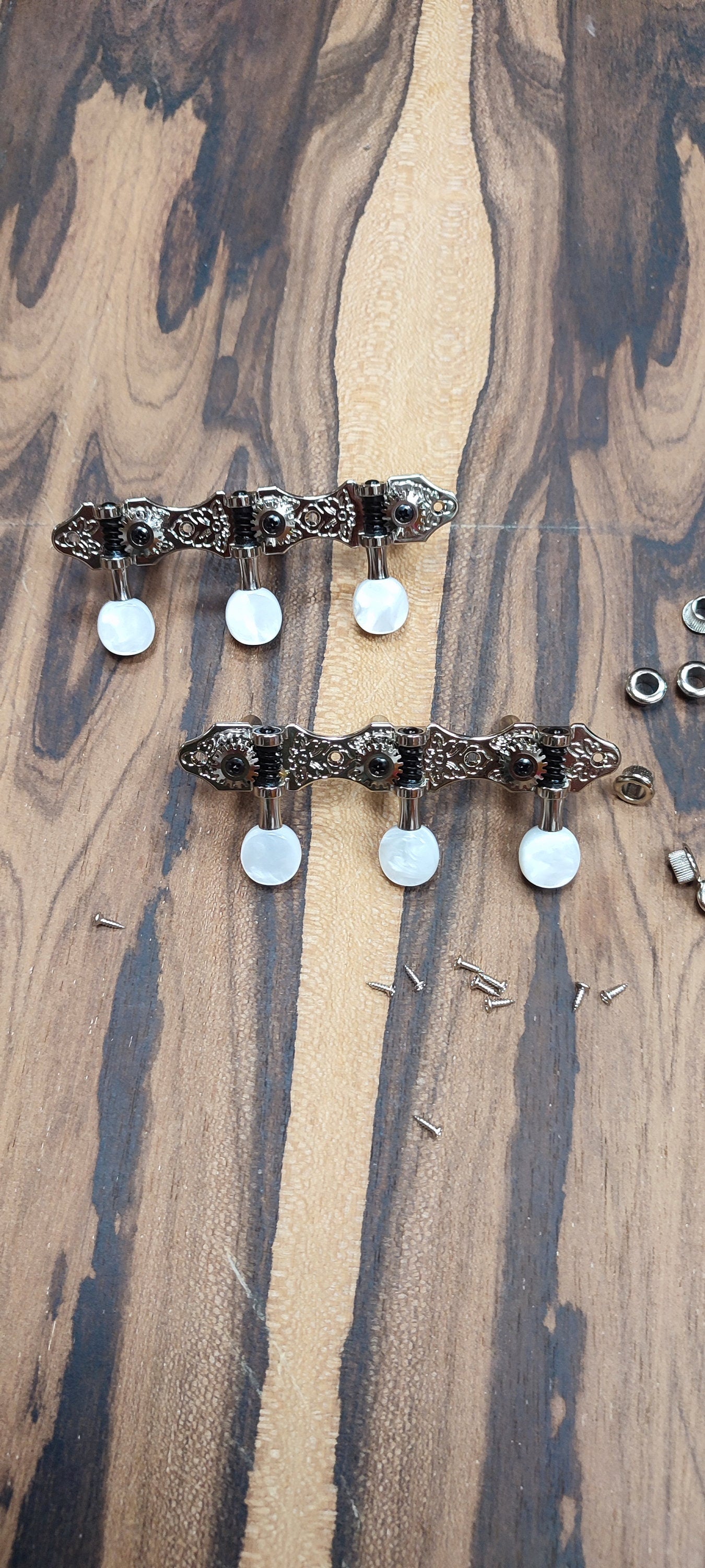 6string Bouzouki machine heads ~ Grover style Professional 6string Bouzouki tuners ~ Slotted headstock ~ Nickel Colour & White Pearl Button