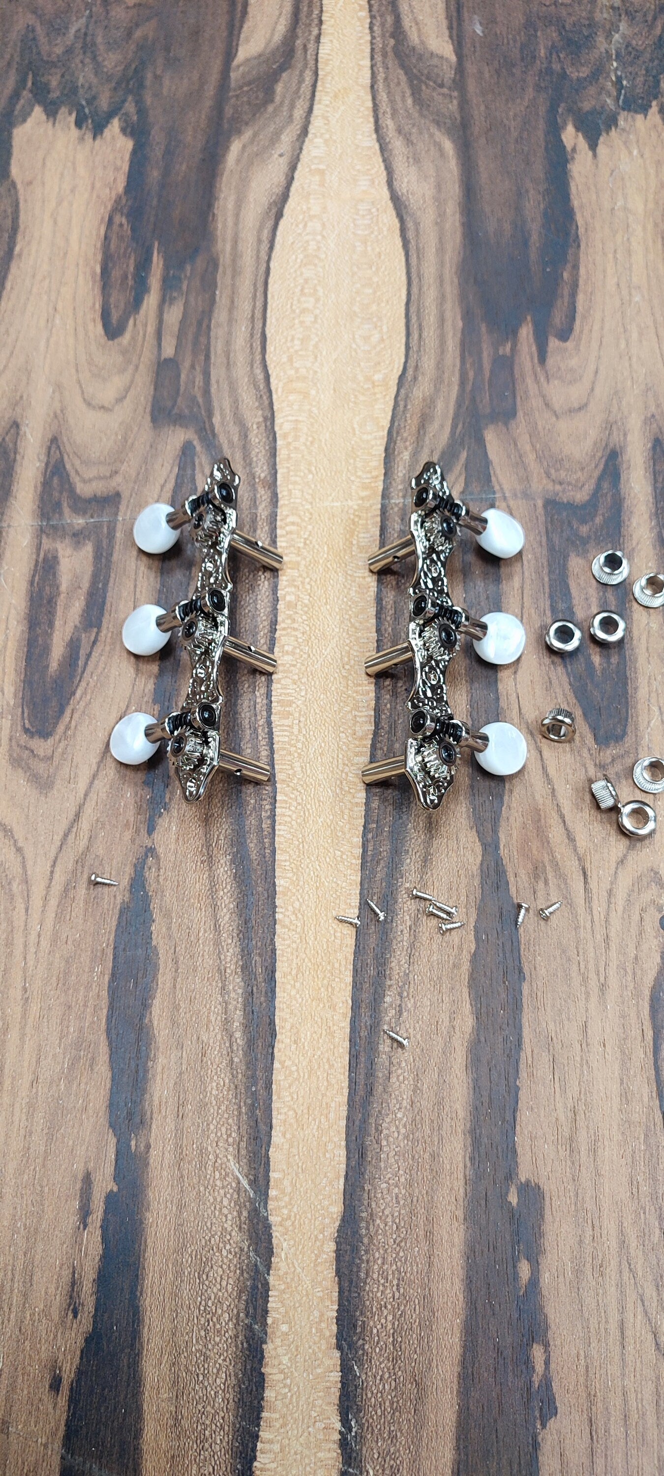 6string Bouzouki machine heads ~ Grover style Professional 6string Bouzouki tuners ~ Slotted headstock ~ Nickel Colour & White Pearl Button