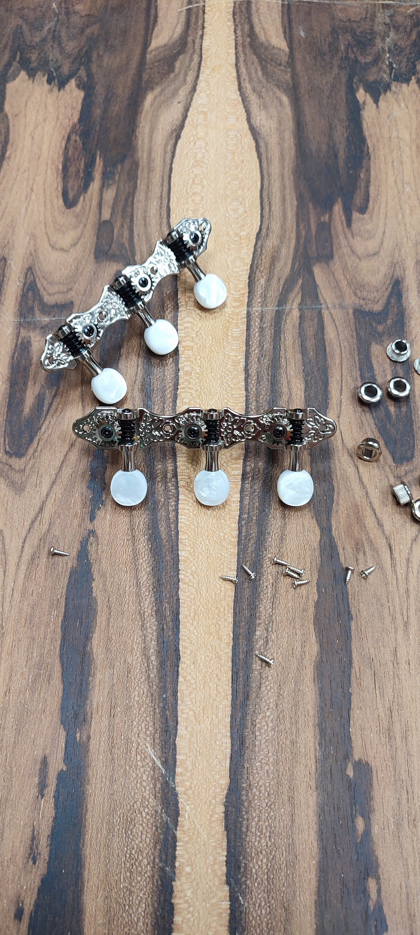 6string Bouzouki machine heads ~ Grover style Professional 6string Bouzouki tuners ~ Slotted headstock ~ Nickel Colour & White Pearl Button