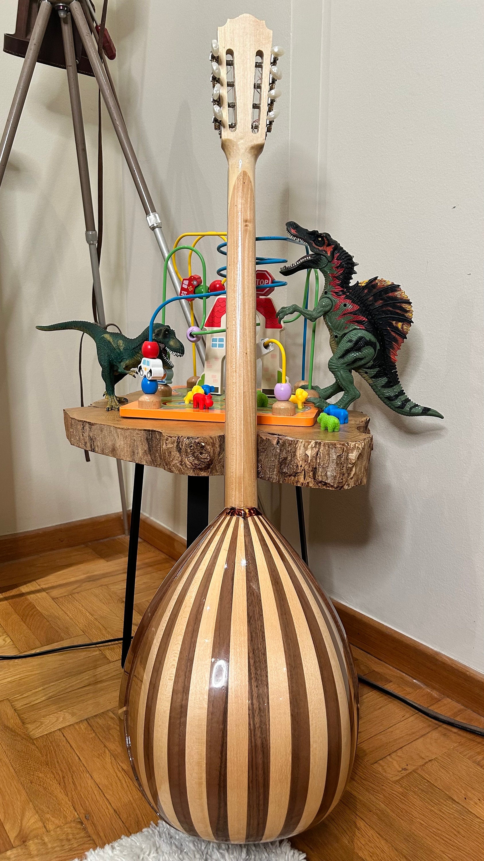 Handmade 8-string Professional Bouzouki with double-action truss rod and exquisite Cellulose Vines&Flower decorations - Greek craftsmanship