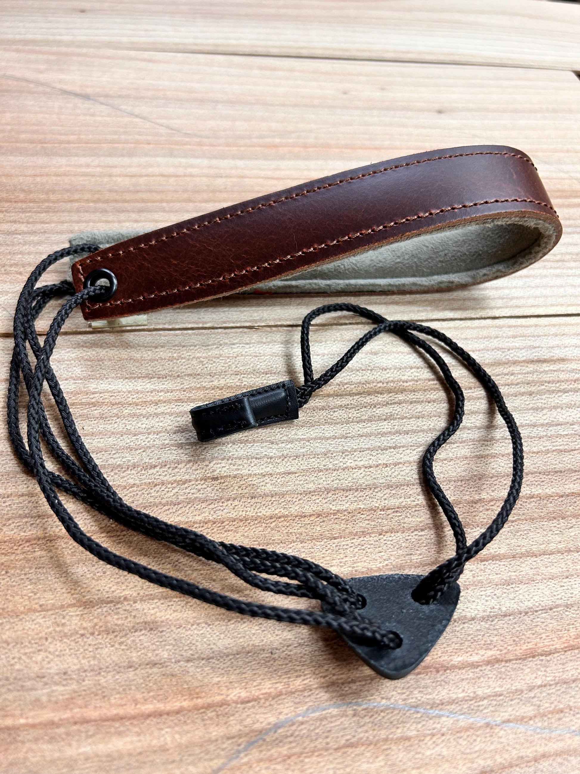 Adjustable Padded Leather Bouzouki Strap with Soundhole Hook