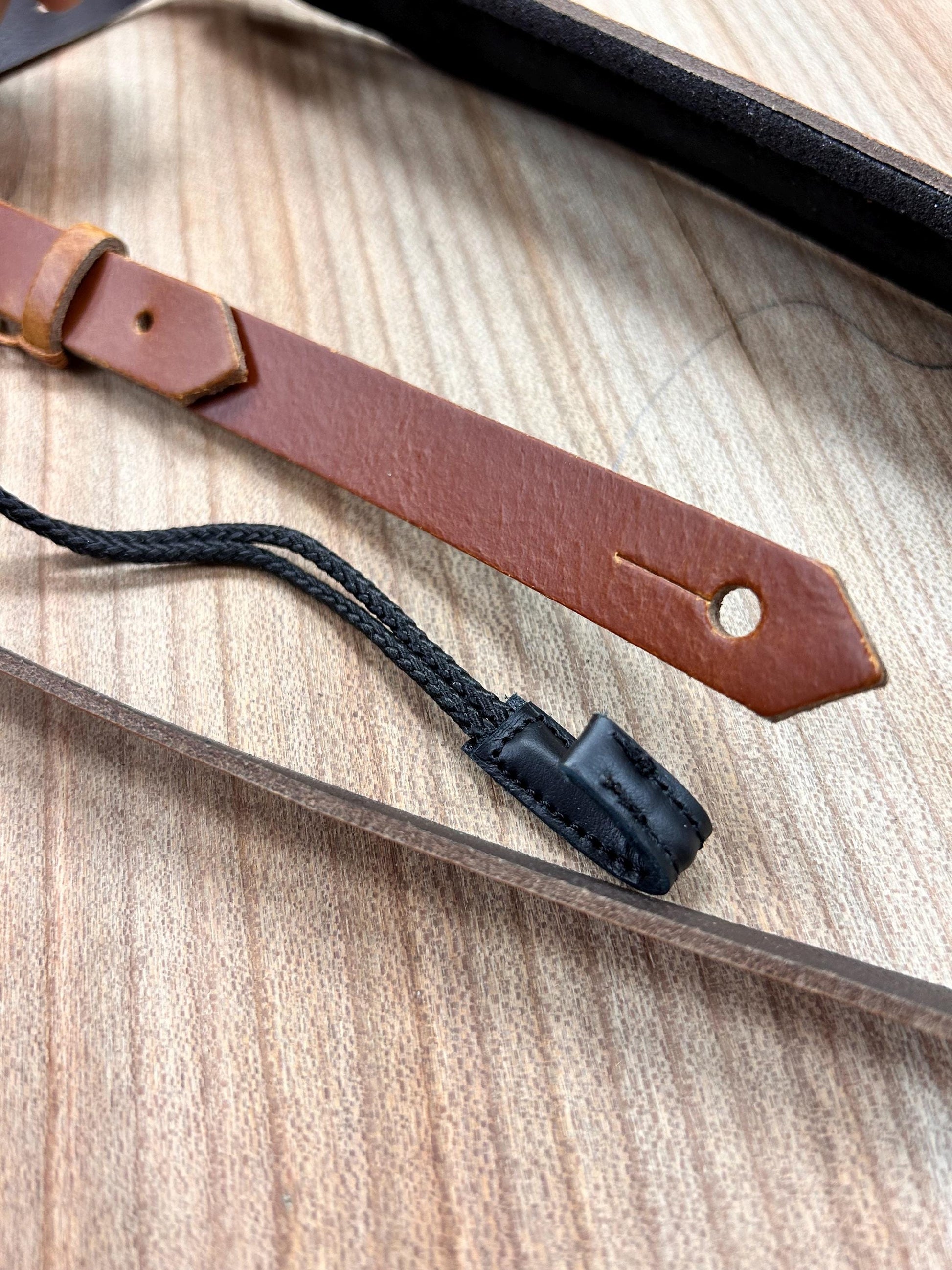 Versatile Leather Bouzouki Strap with Adjustable Hook and End-Button Attachment”