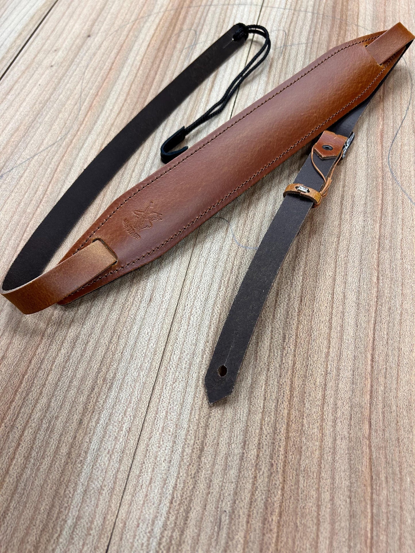 Versatile Leather Bouzouki Strap with Adjustable Hook and End-Button Attachment”